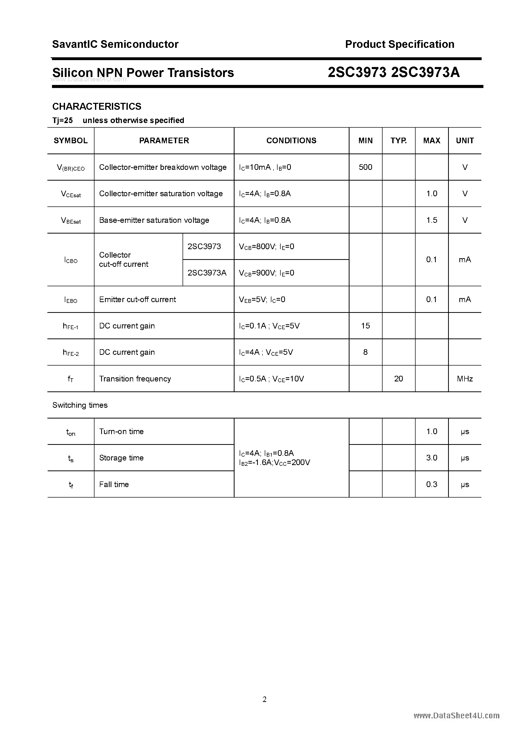 Даташит 2SC3973 - SILICON POWER TRANSISTOR страница 2