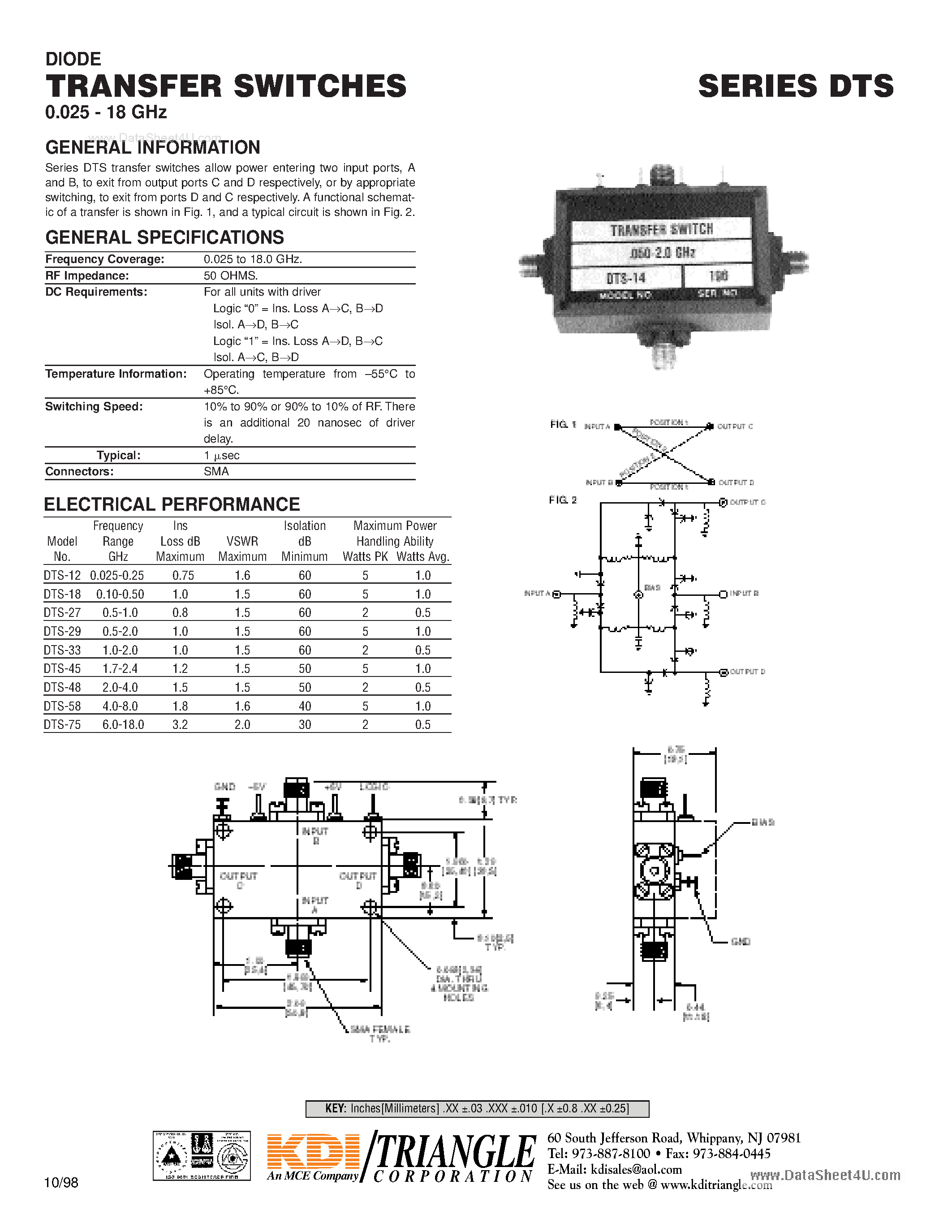 Даташит на микросхему DTS-xx страница 1 Даташит DTS-xx - Transfer Switch страница 1