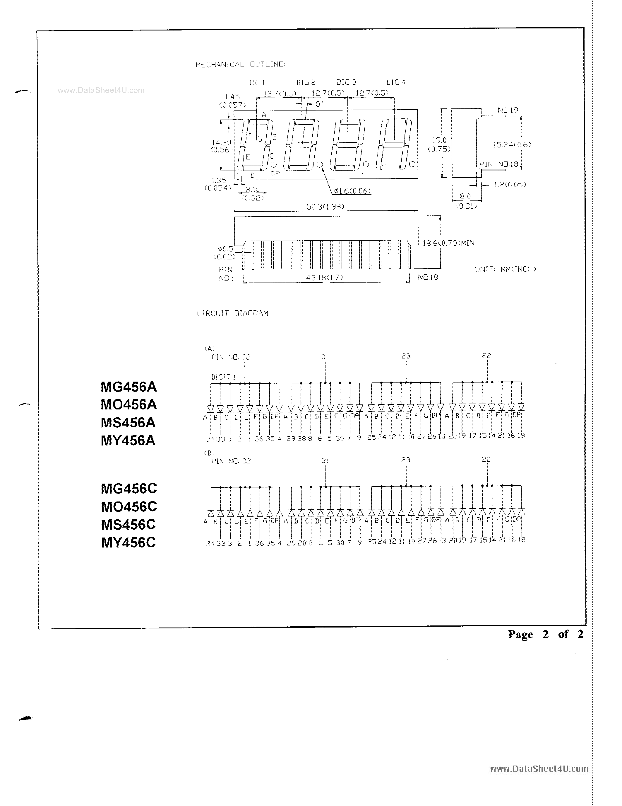 Даташит MS456A - 7-Segment Numeric Display страница 2