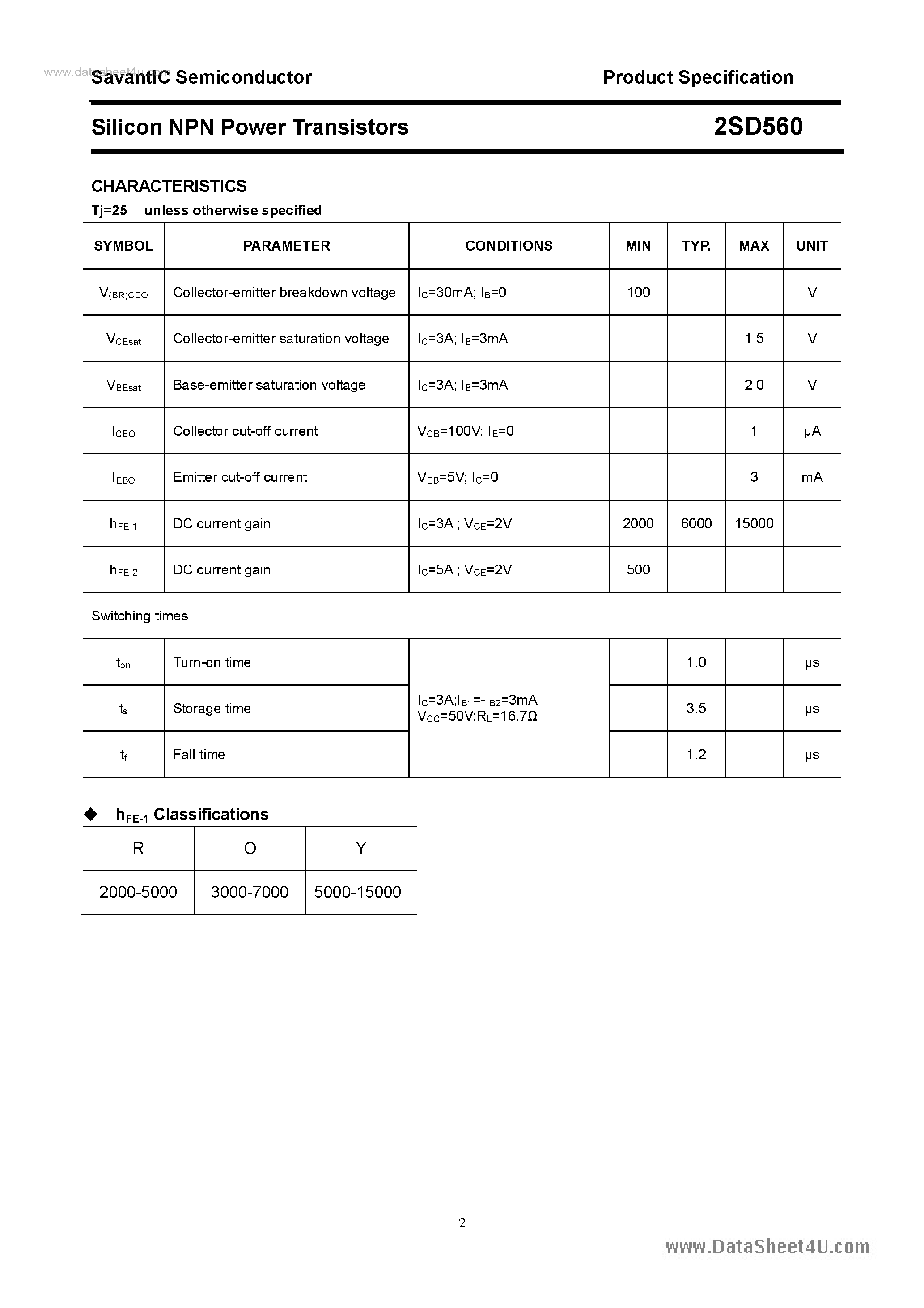 Даташит 2SD560 - Silicon NPN Power Transistors страница 2