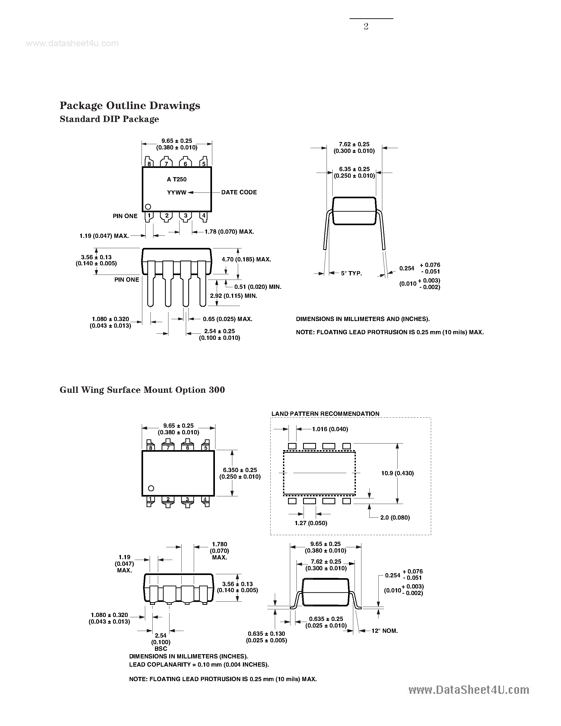Даташит HCPL-T250 - 1.5 Amp Output Current IGBT Gate Drive Optocoupler страница 2