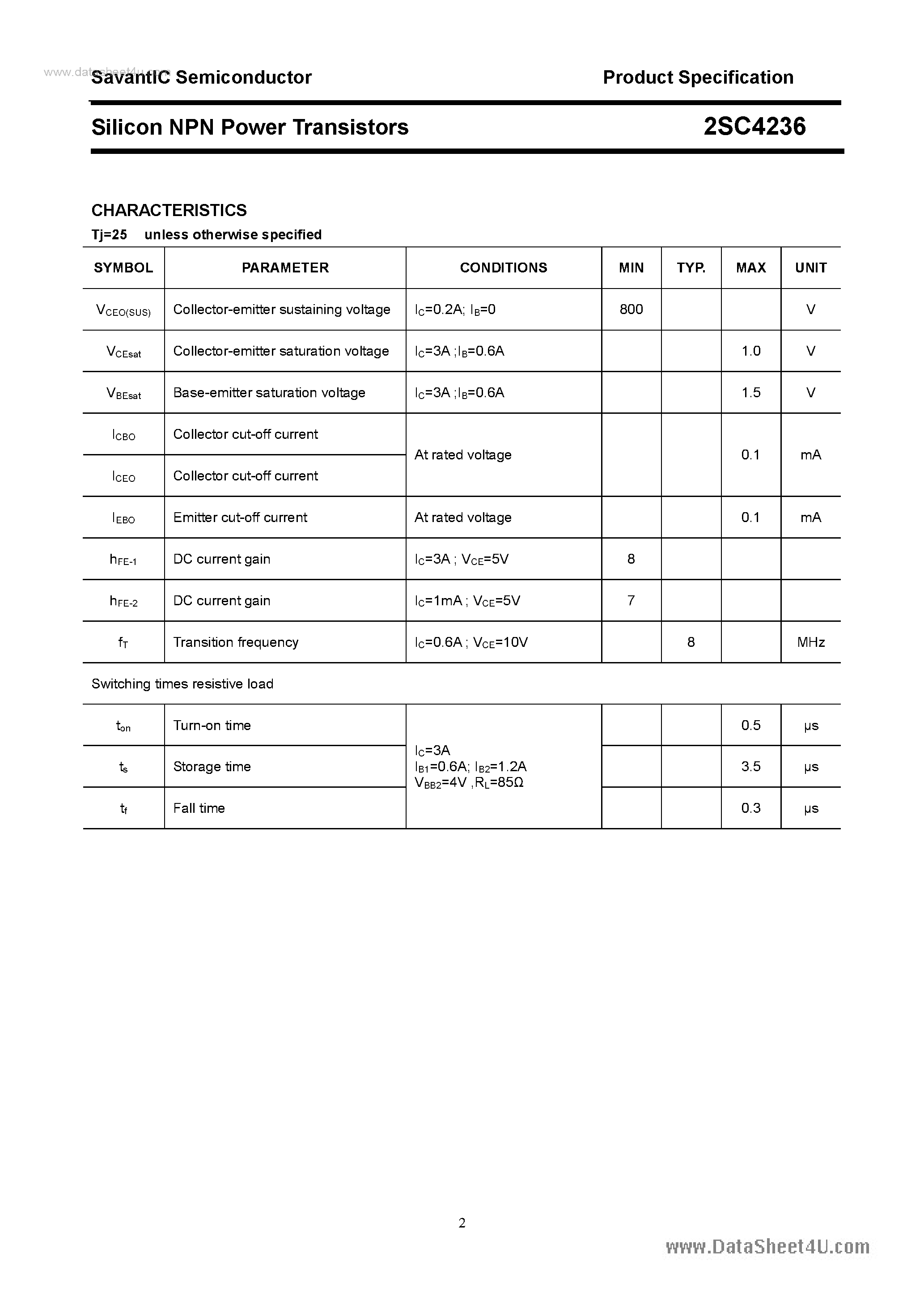 Datasheet 2SC4236 - SILICON POWER TRANSISTOR page 2