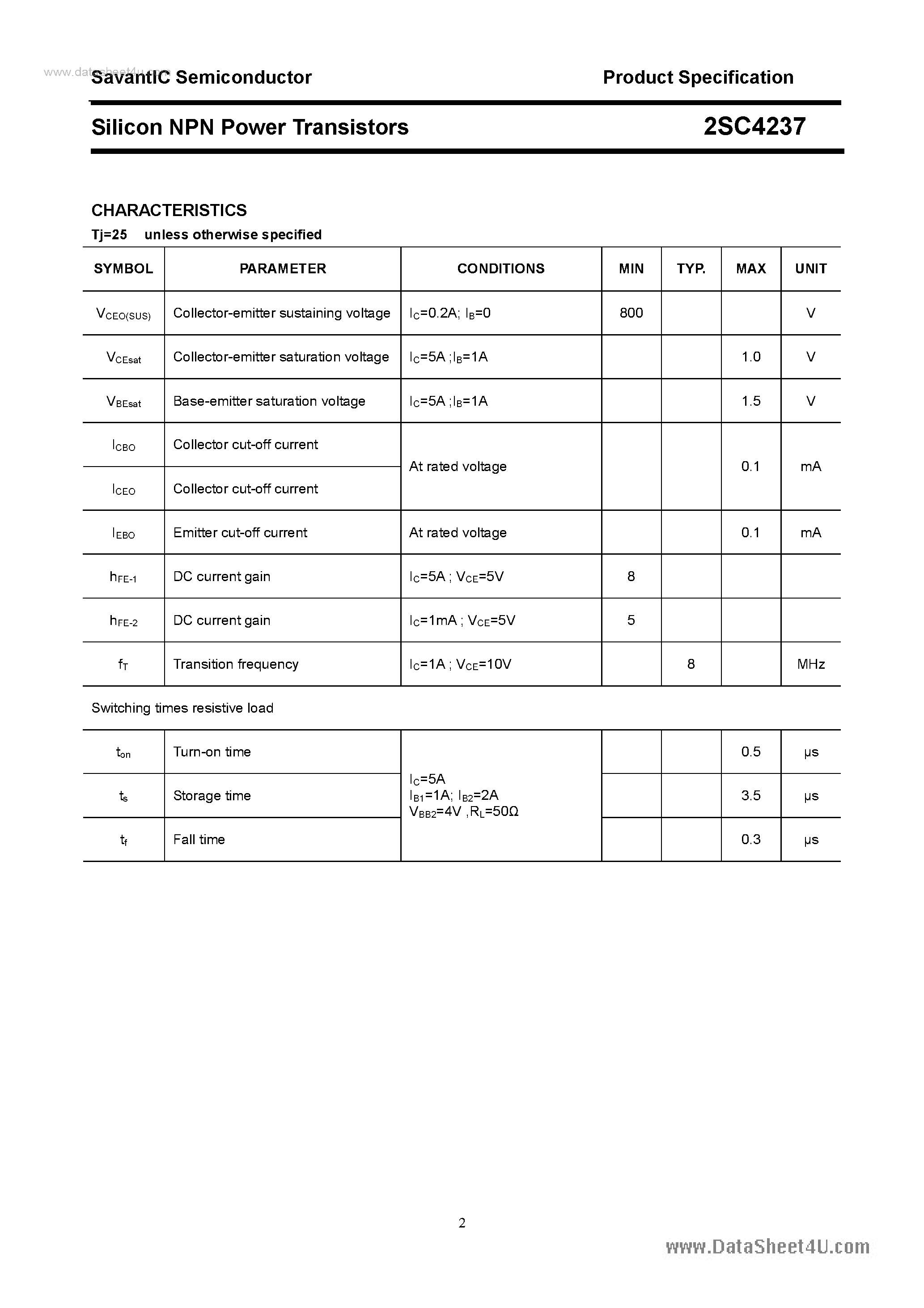 Datasheet 2SC4237 - SILICON POWER TRANSISTOR page 2