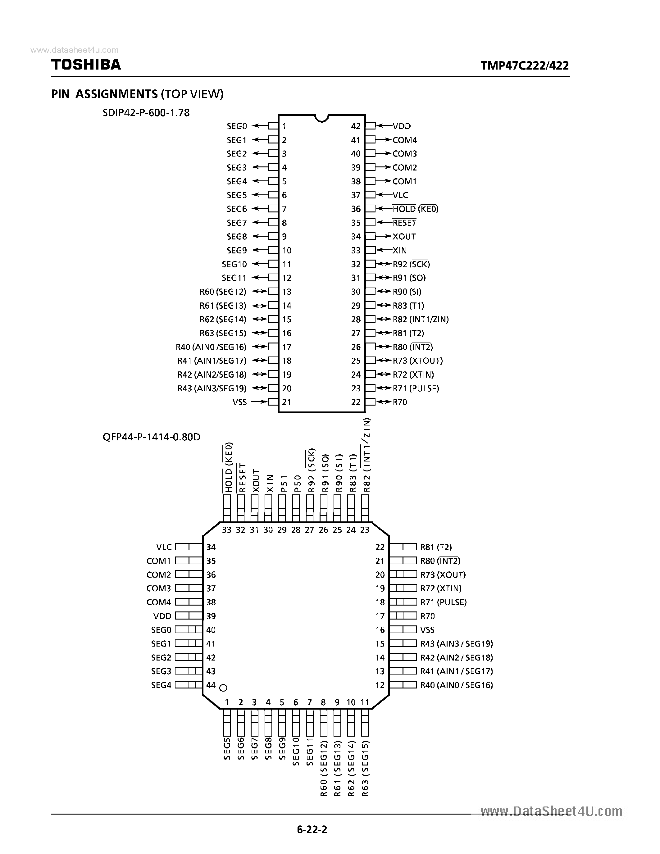 Datasheet TMP47C222F - CMOS 4-BIT MICROCONTROLLER page 2