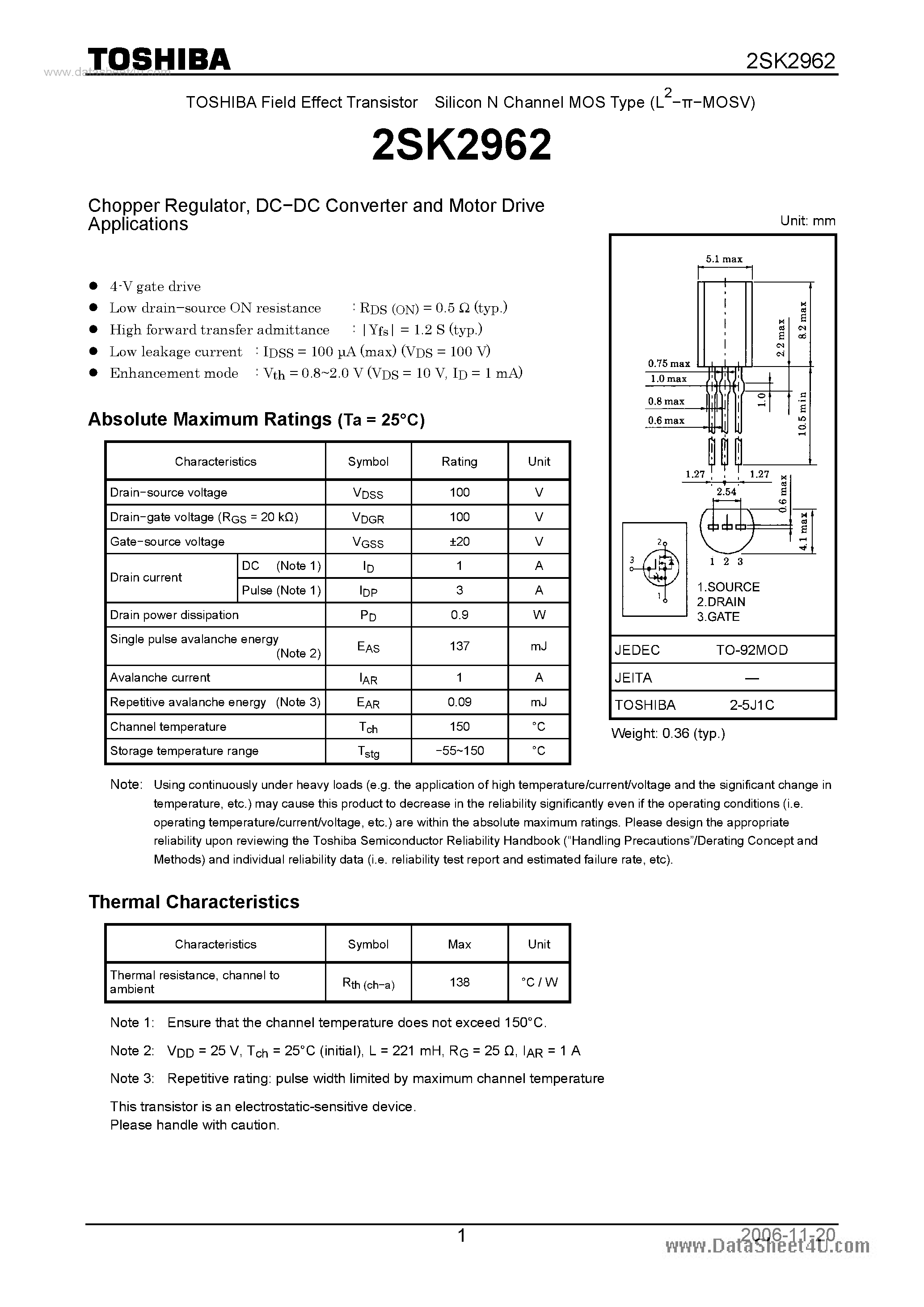 Datasheet K2962 - Search -----> 2SK2962 page 1