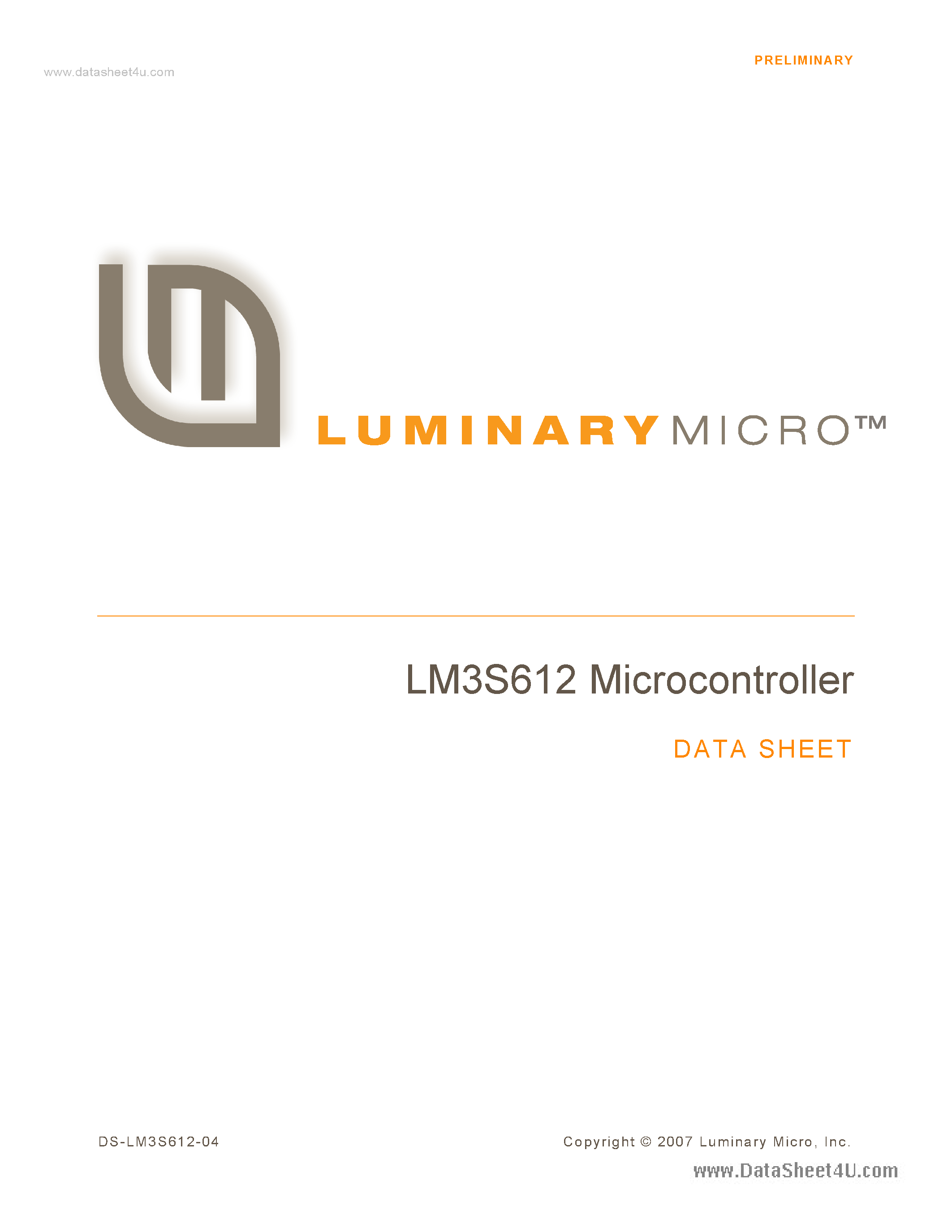 Даташит LM3S612 - Microcontroller страница 1