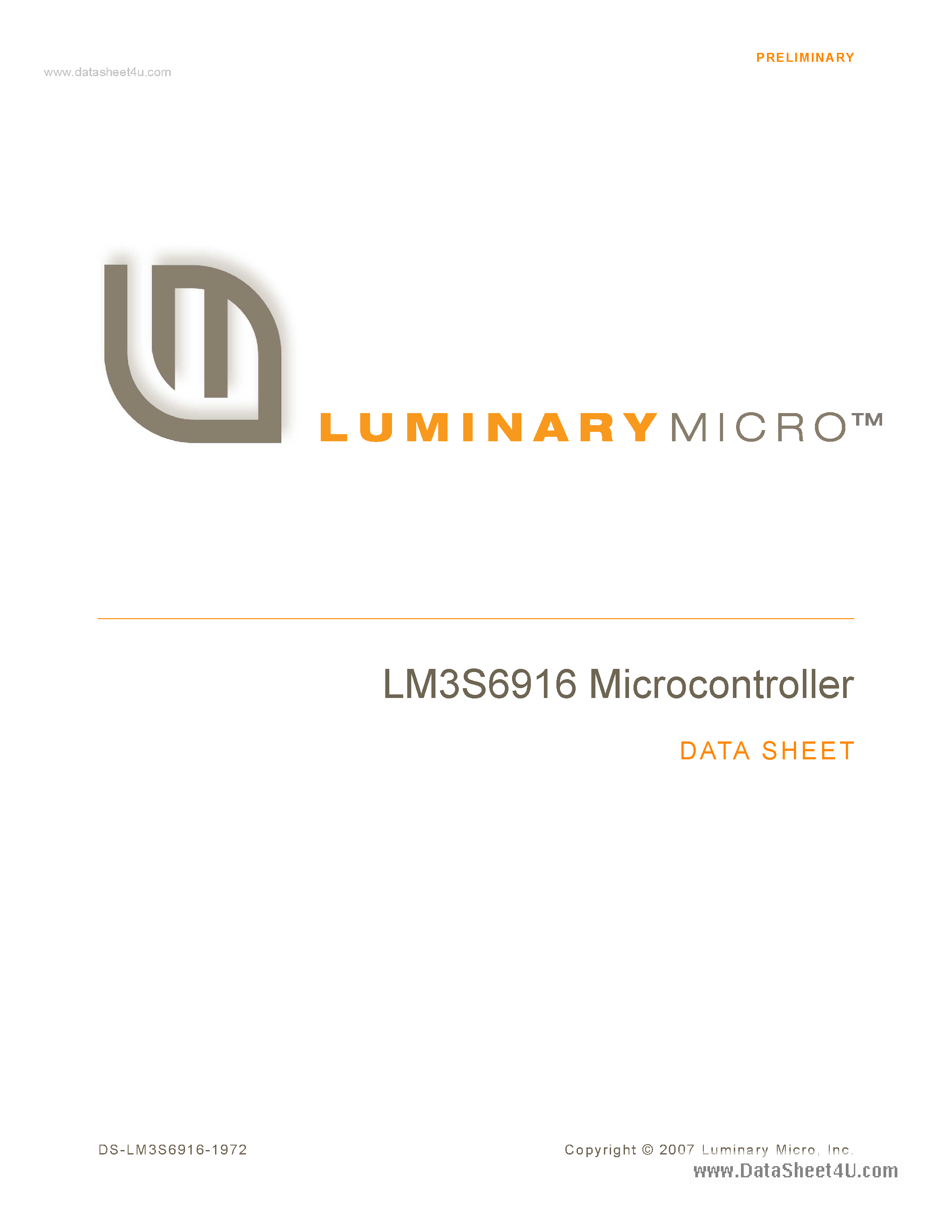 Даташит LM3S6916 - Microcontroller страница 1