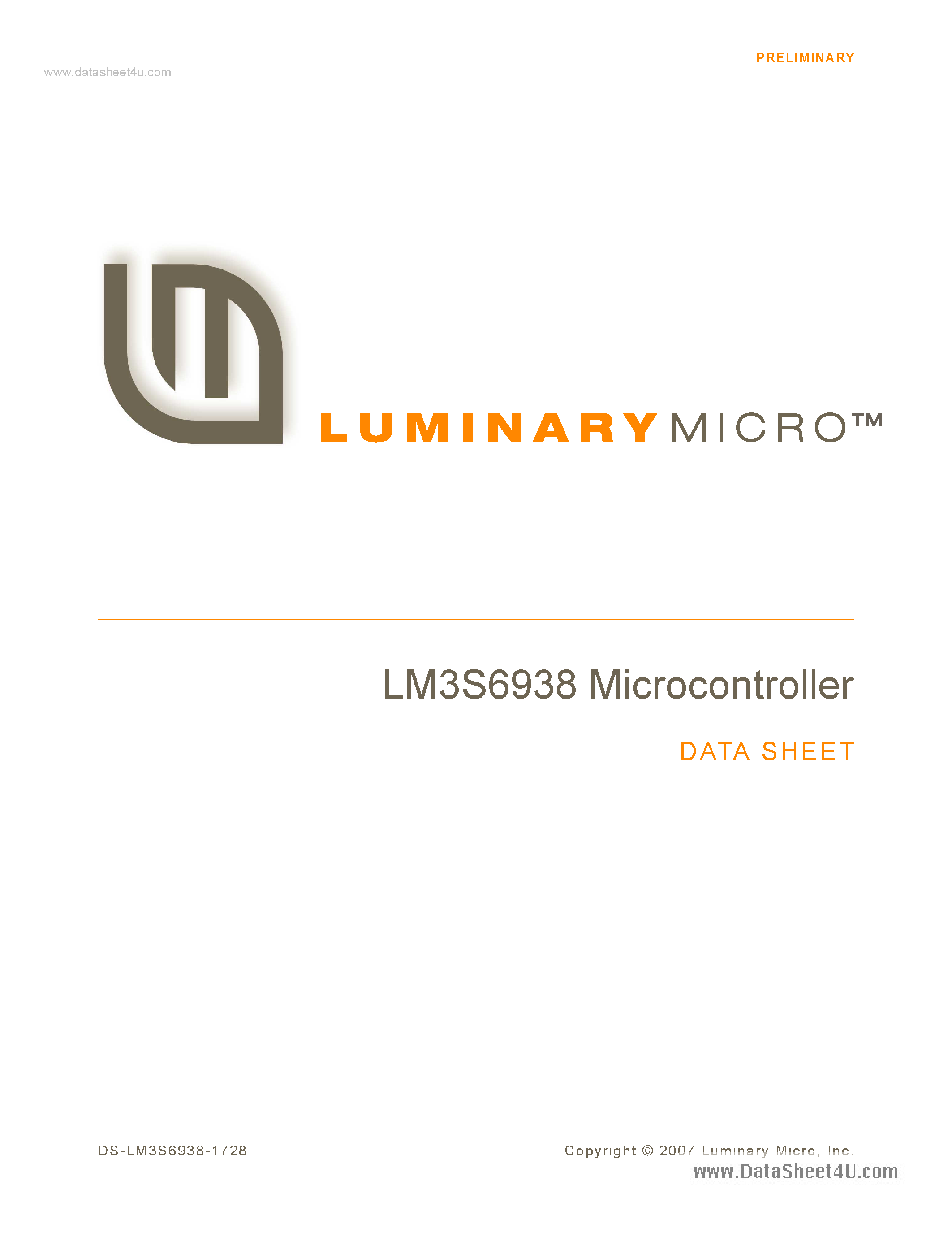 Даташит LM3S6938 - Microcontroller страница 1