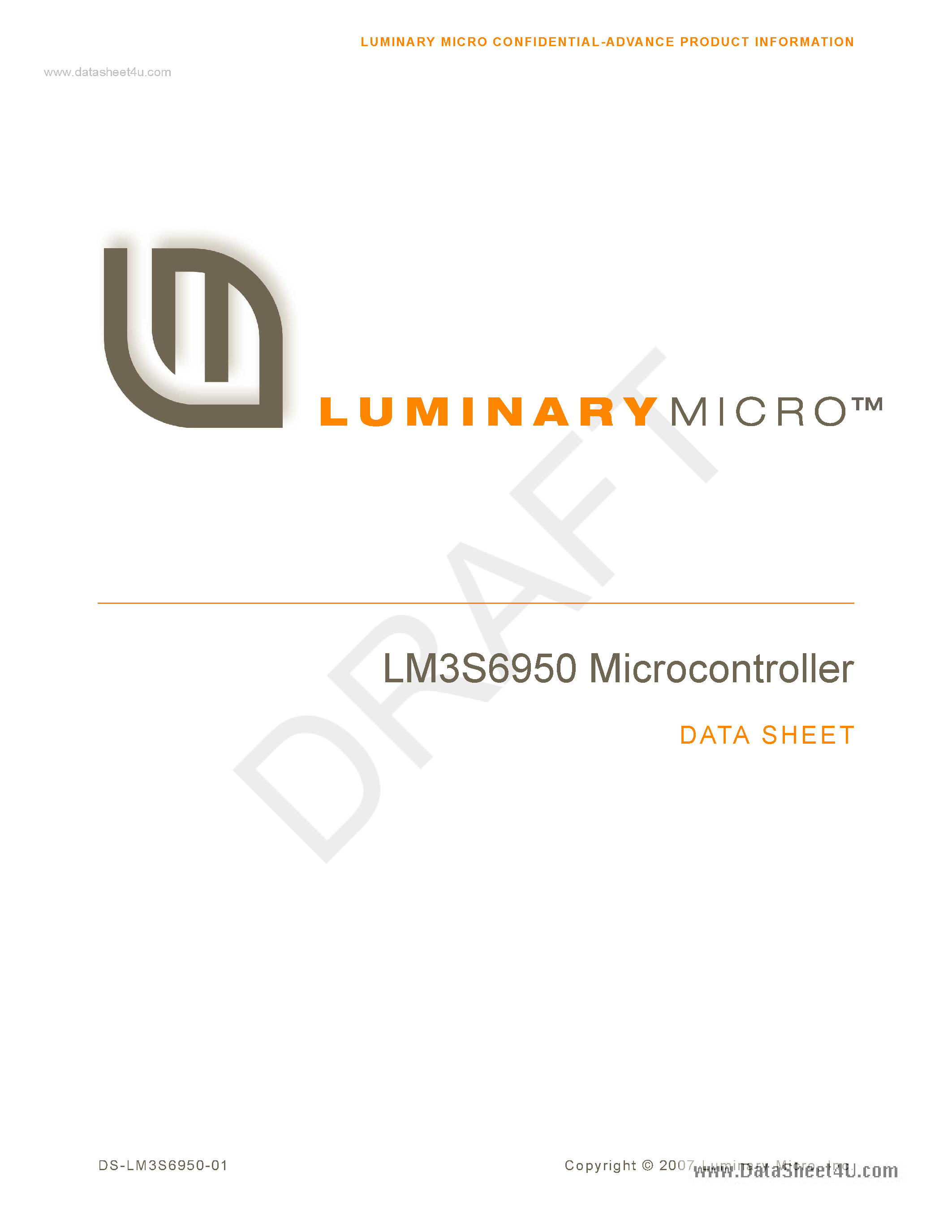 Даташит на микросхему LM3S6950 страница 1 Даташит LM3S6950 - Microcontroller страница 1