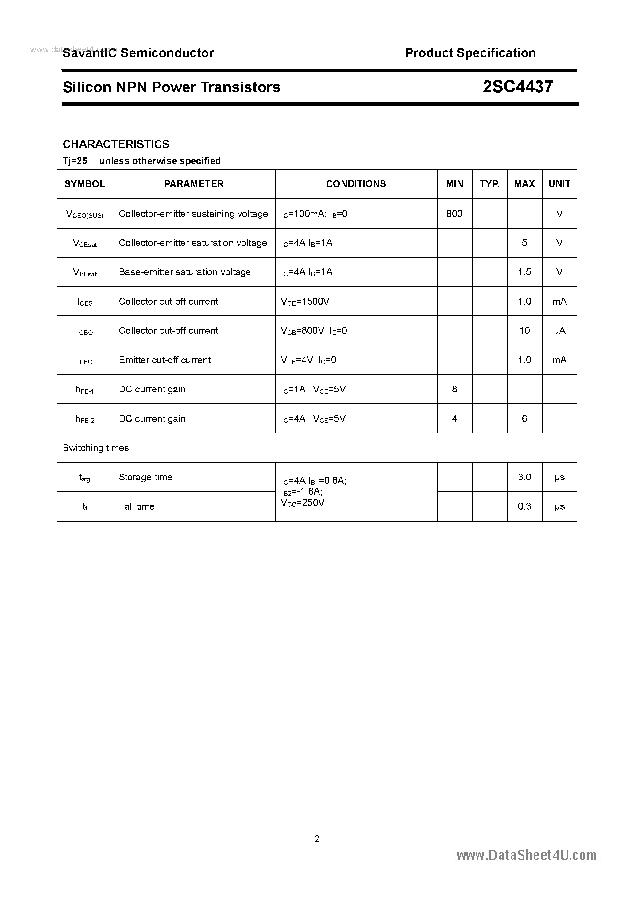 Datasheet 2SC4437 - SILICON POWER TRANSISTOR page 2