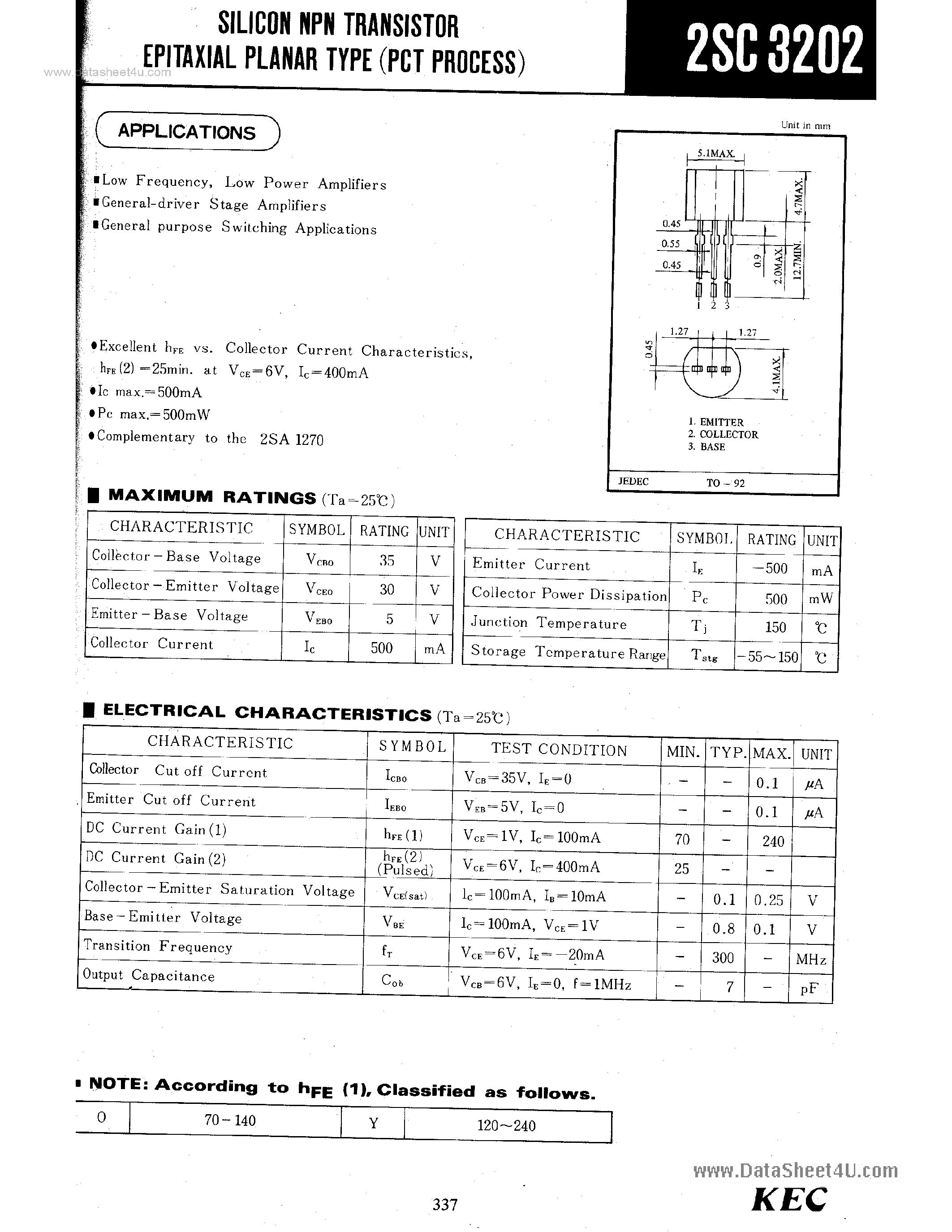 Datasheet C3202 - Search -----> 2SC3202 page 1