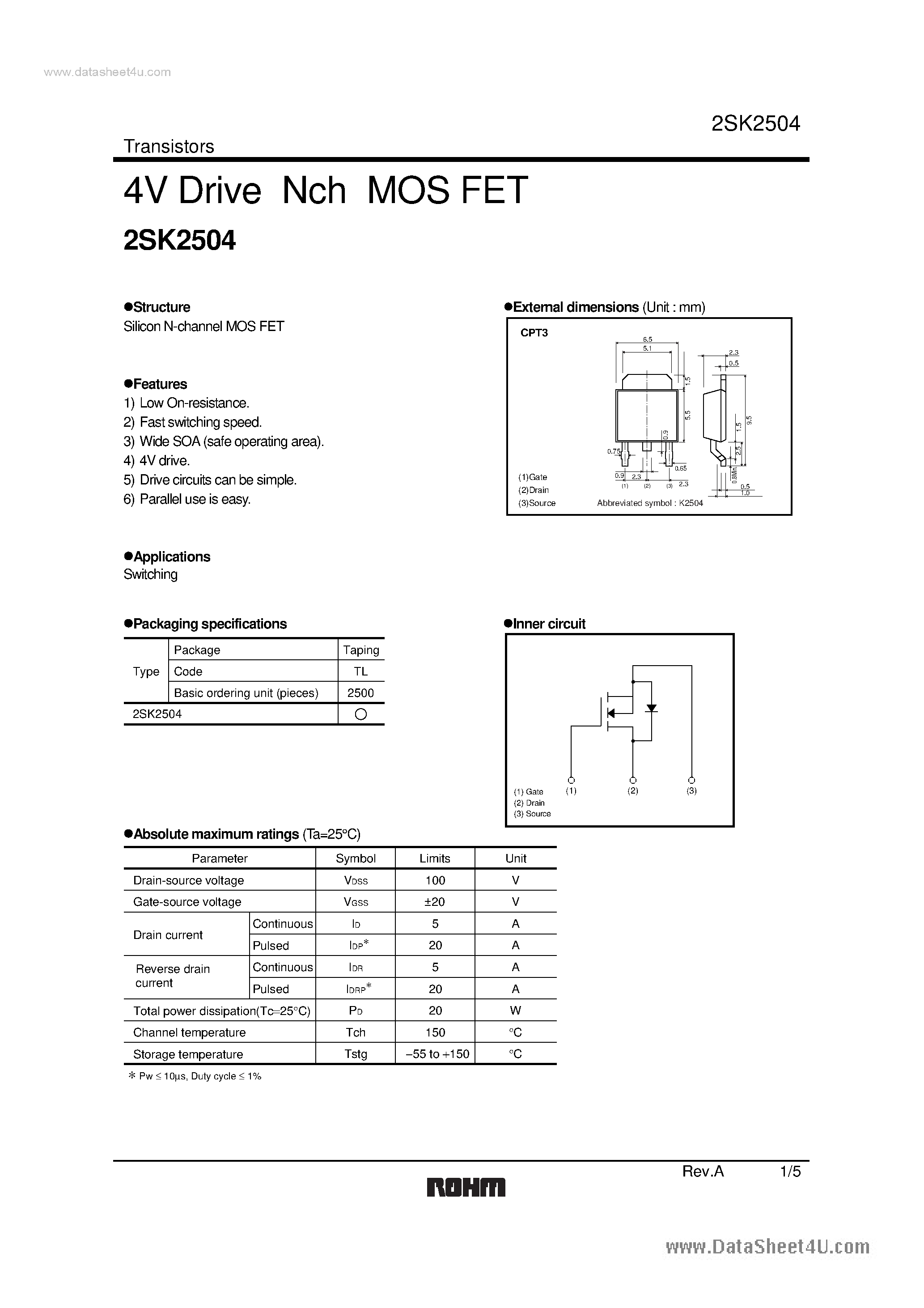 Даташит на микросхему K2504 страница 1 Даташит K2504 - Search -----> 2SK2504 страница 1