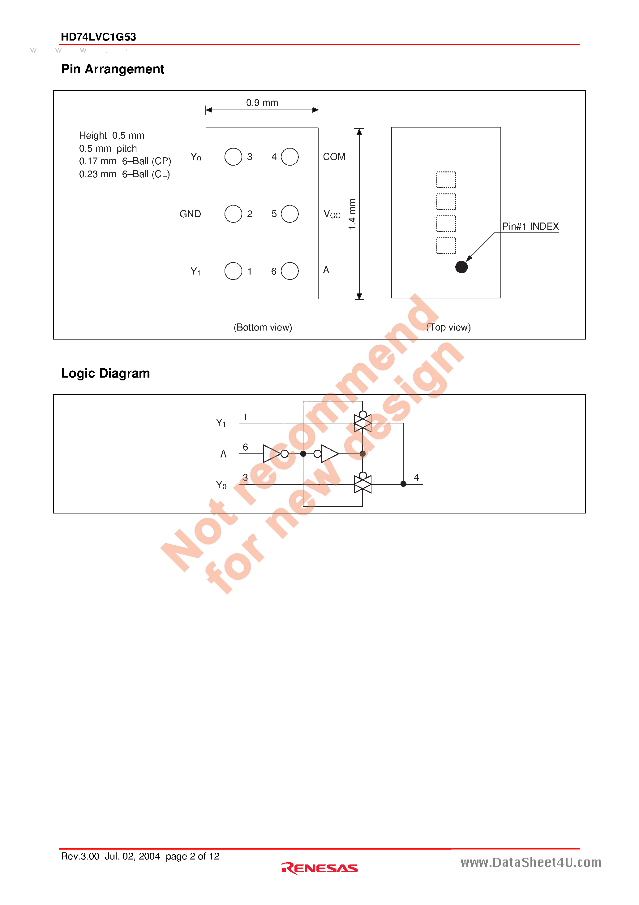 Даташит на микросхему HD74LVC1G53 страница 2 Даташит HD74LVC1G53 - 2-channel Analog Multiplexer/Demultiplexer страница 2