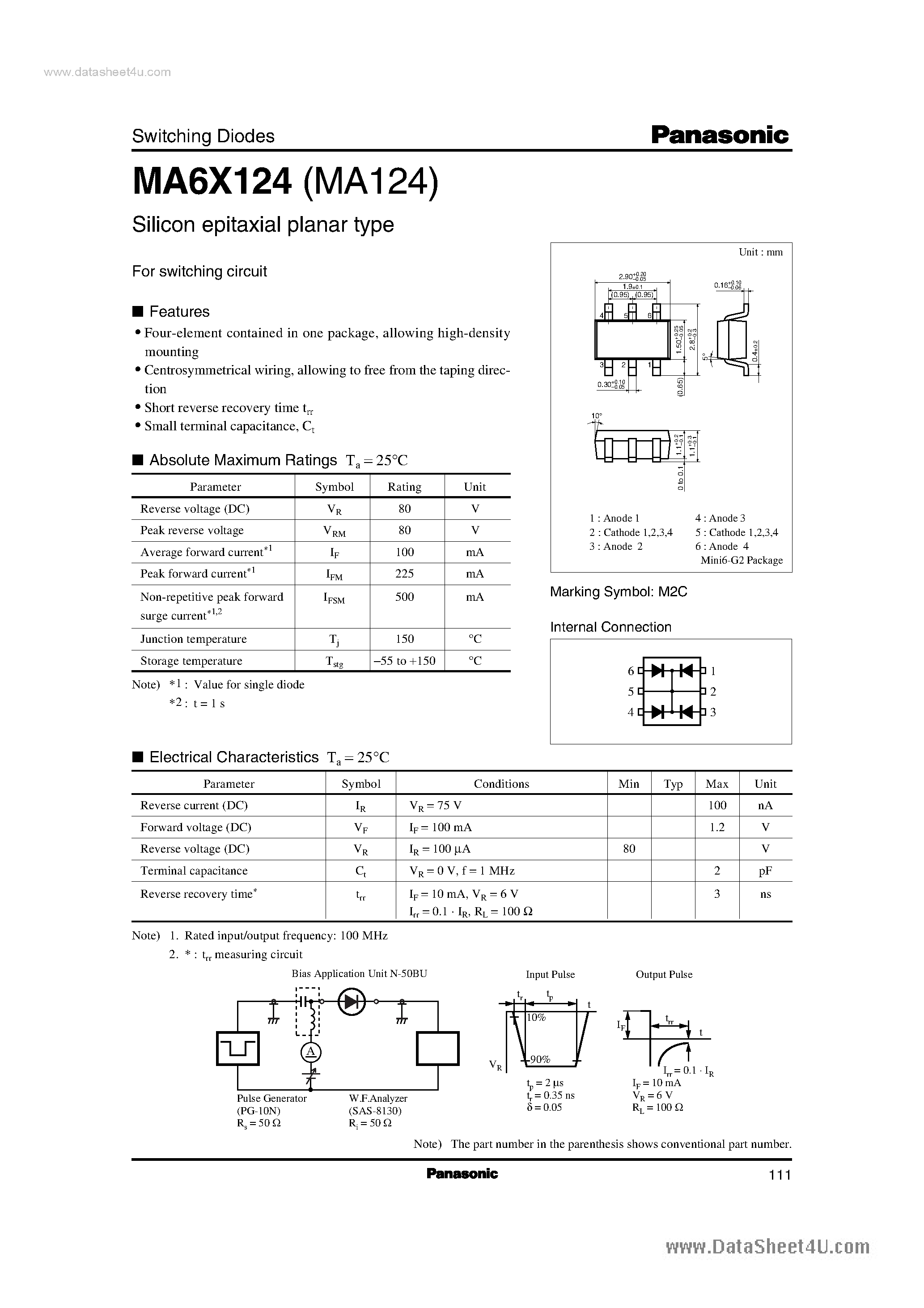 Даташит MA124 - Switching Diodes страница 1