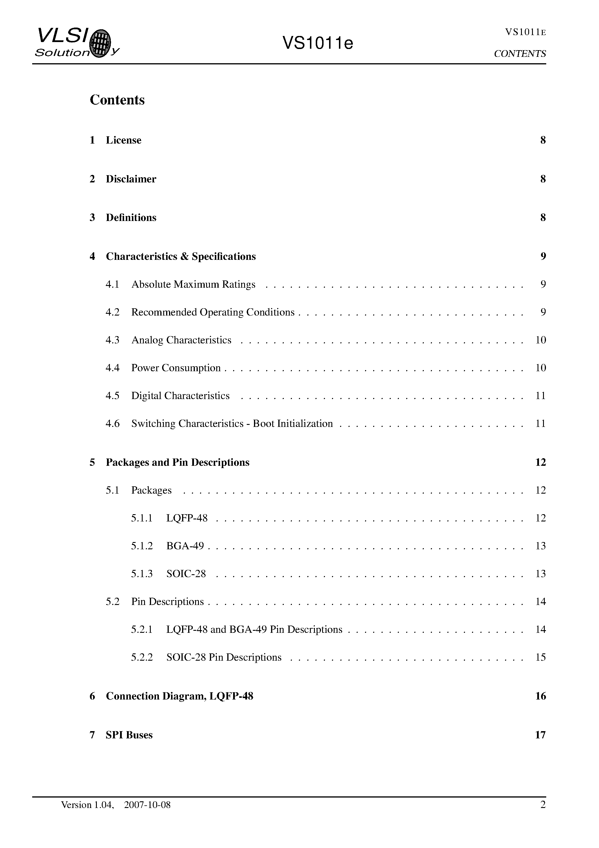 Даташит на микросхему VS1011E страница 2 Даташит VS1011E - MPEG AUDIO CODEC страница 2