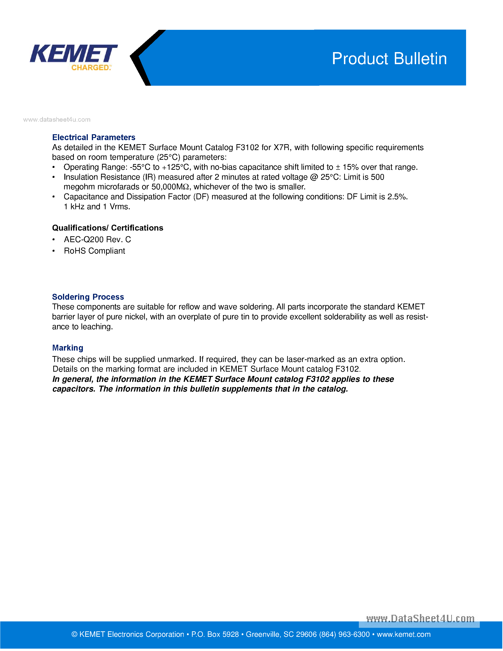 Datasheet C1210C105J1RAC - Surface Mount Ceramic Chip Capacitors page 2
