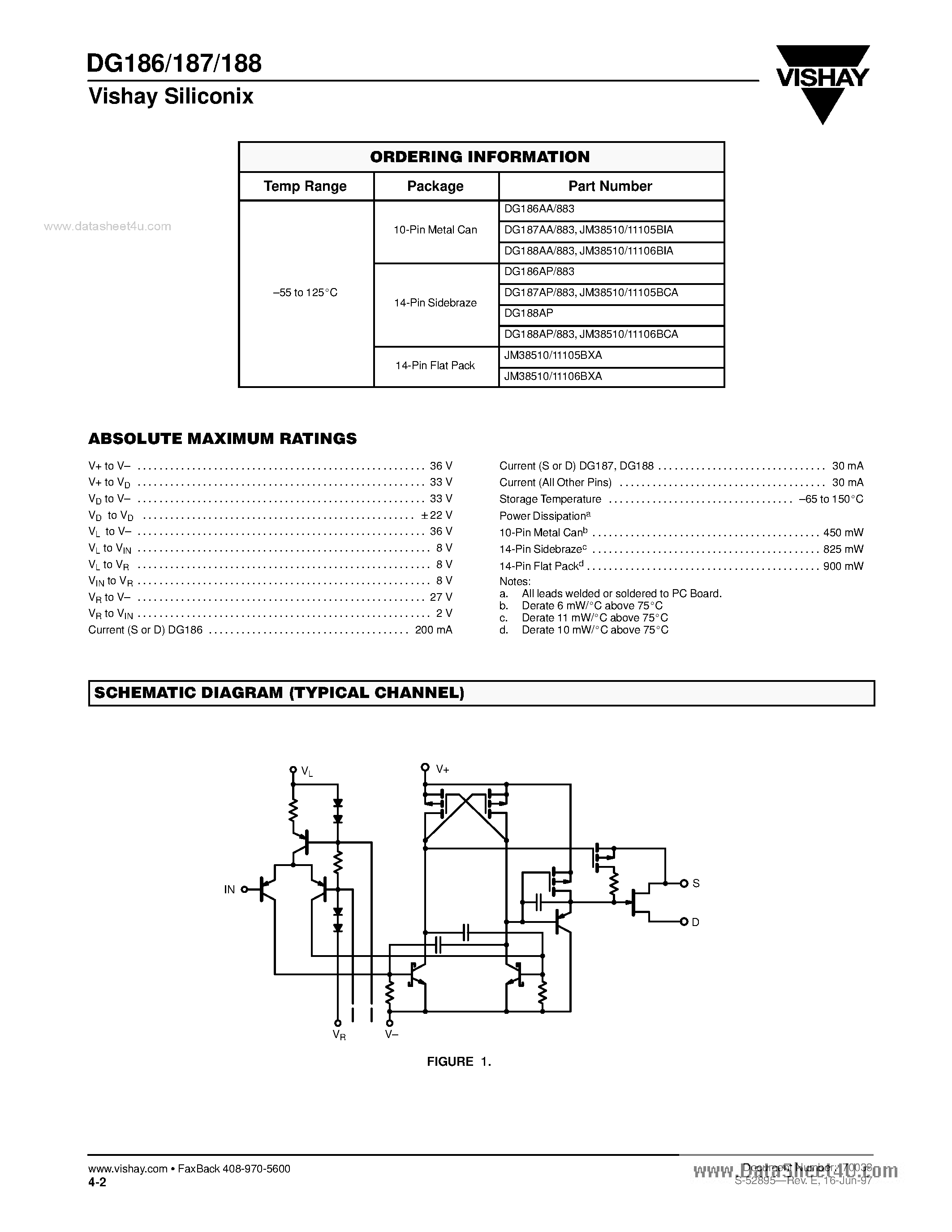 Даташит на микросхему DG188 страница 2 Даташит DG188 - (DG186 - DG188) Hi-speed DRVRS W/spdt JFET Switches страница 2