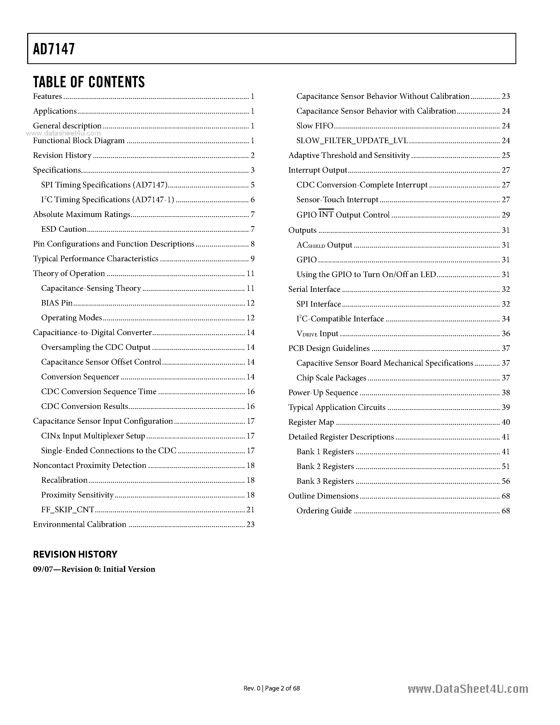 Datasheet AD7147 - CapTouch Programmable Controller page 2