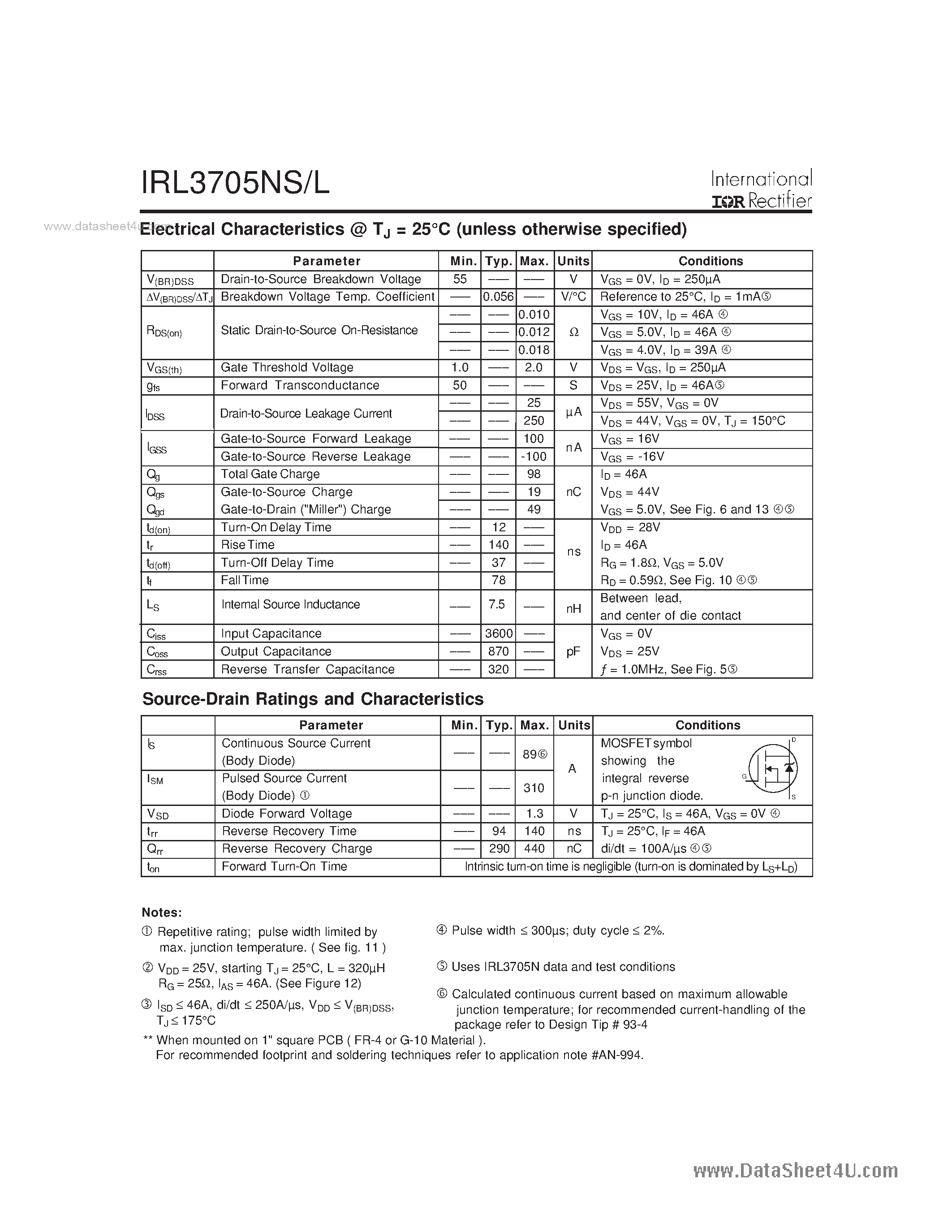 Datasheet IRL3705NL - HEXFET Power MOSFET page 2