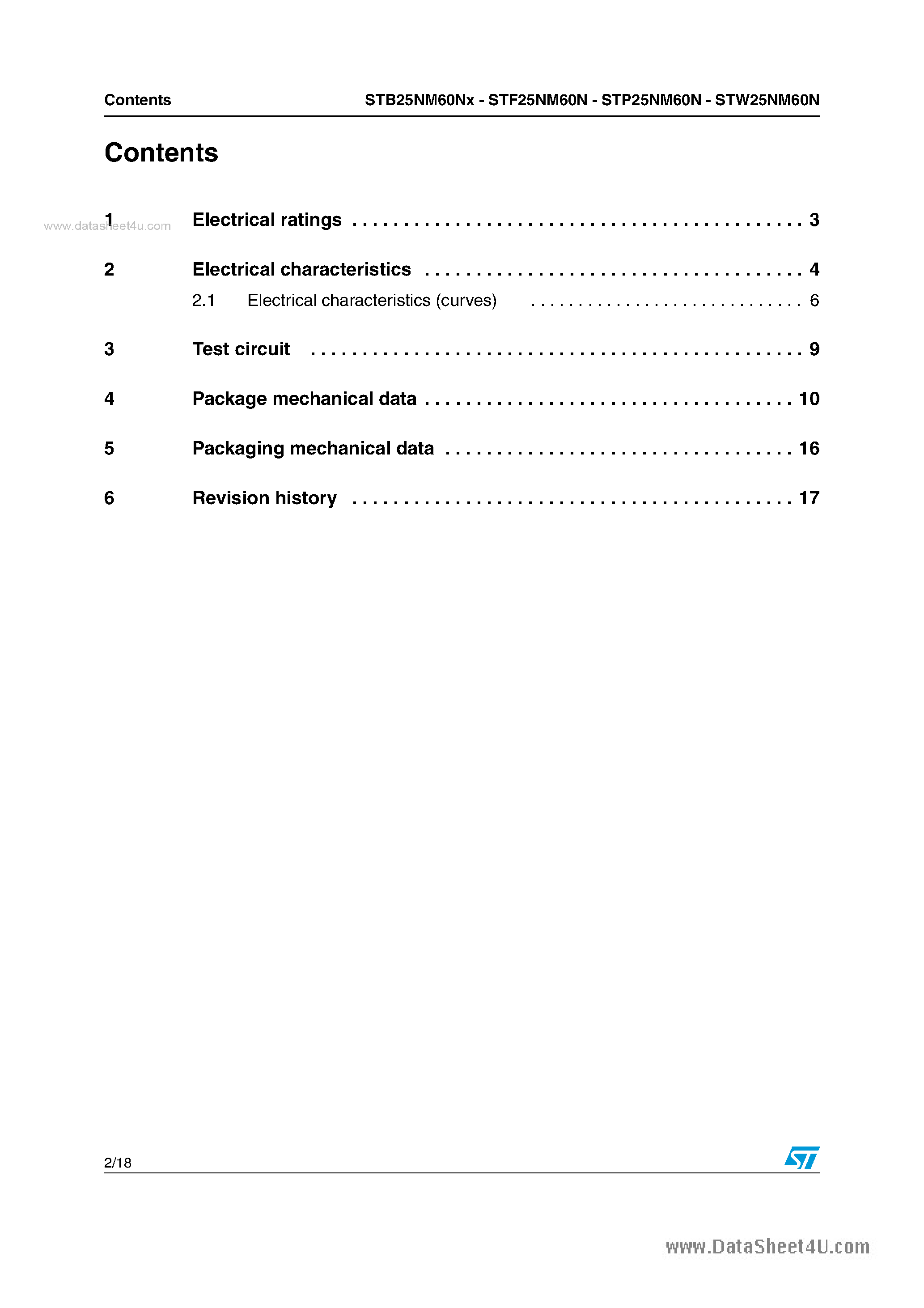 Datasheet STP25NM60N - N-channel Power MOSFET page 2