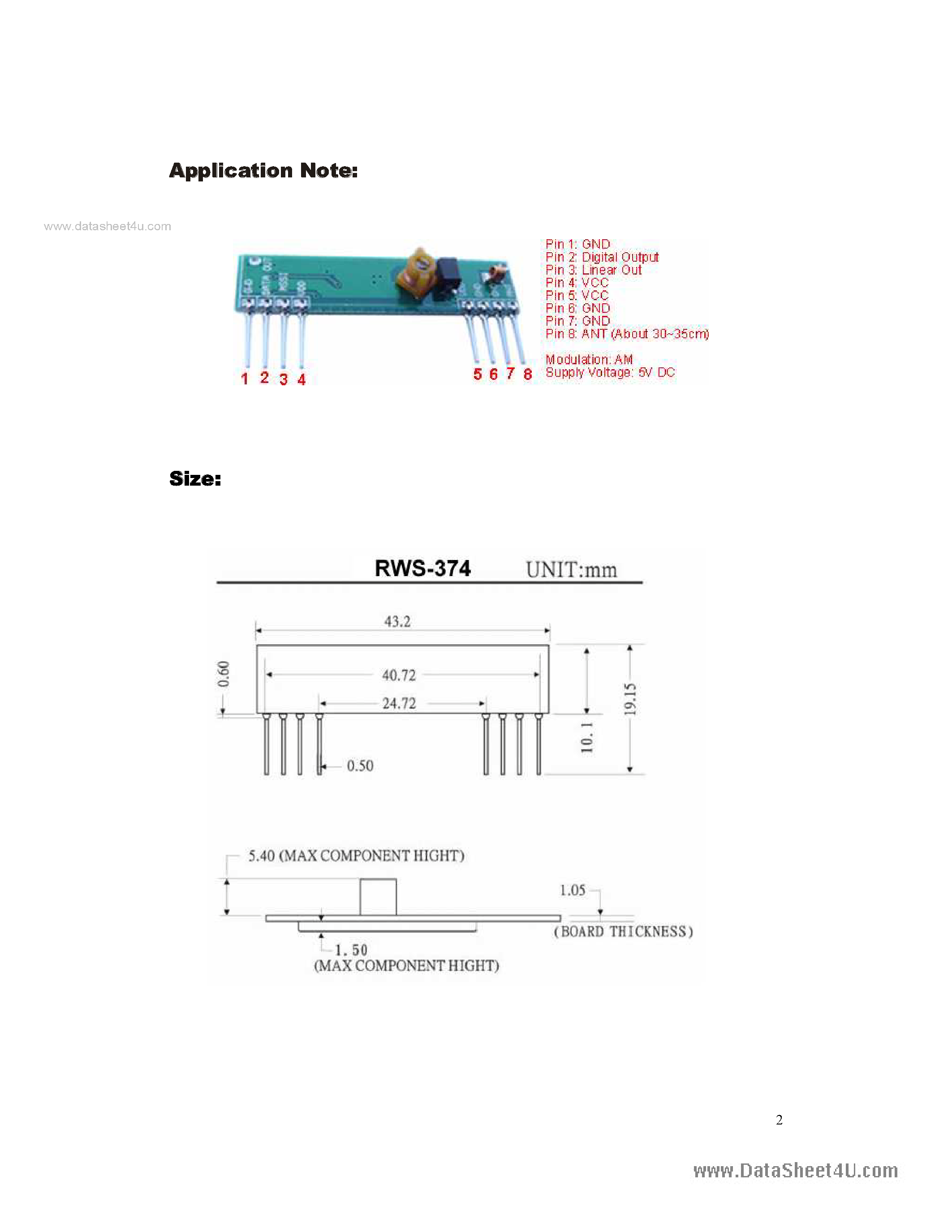 Datasheet RWS-374-6 page 2 Datasheet RWS-374-6 - Receiver Module page 2