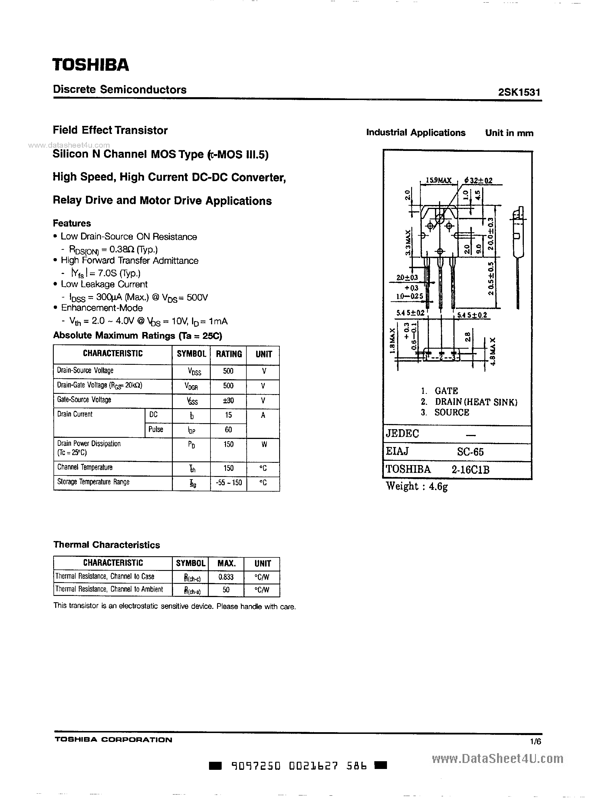 Даташит K1531 - Search -----> 2SK1531 страница 1