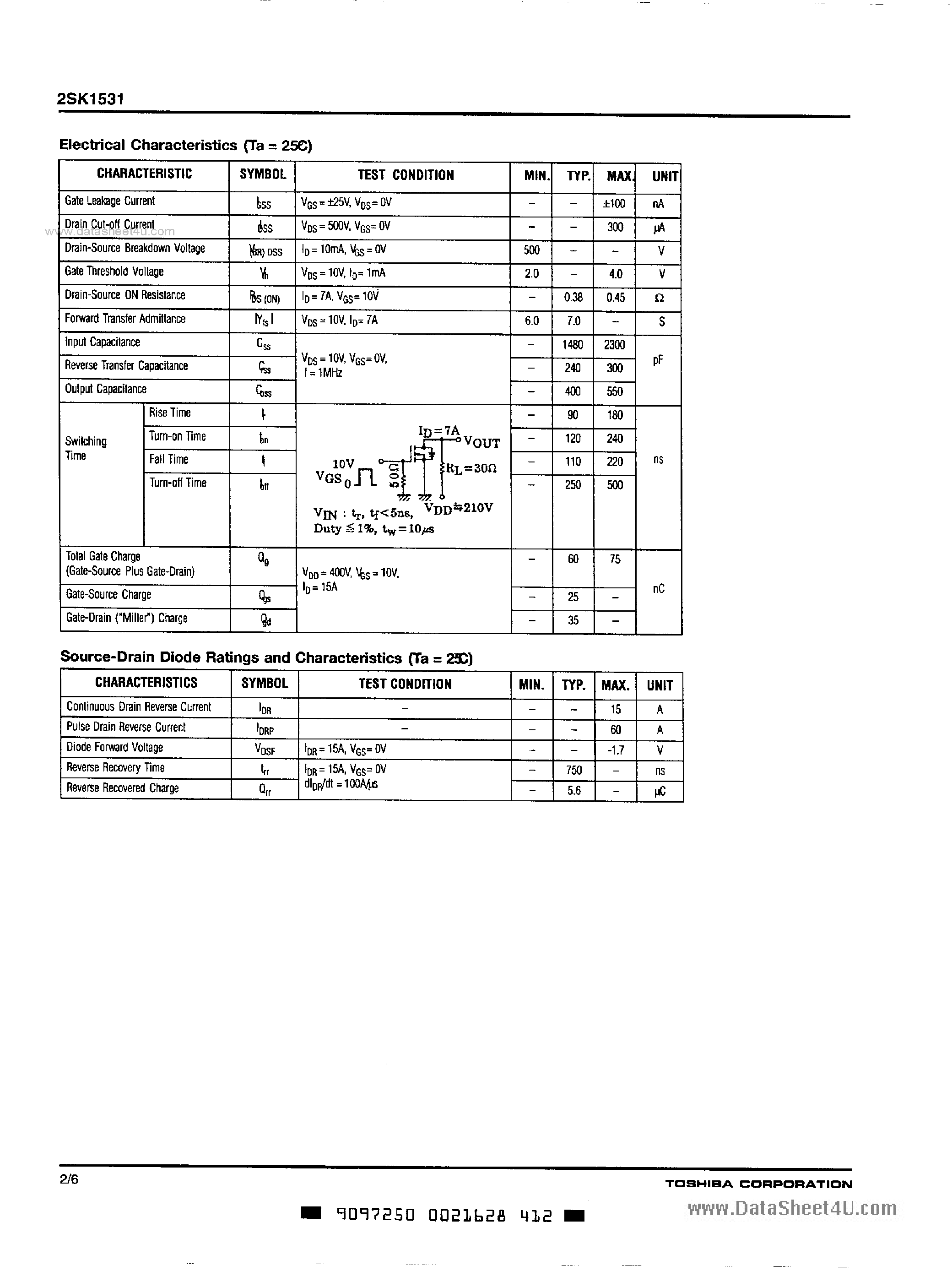 Даташит K1531 - Search -----> 2SK1531 страница 2