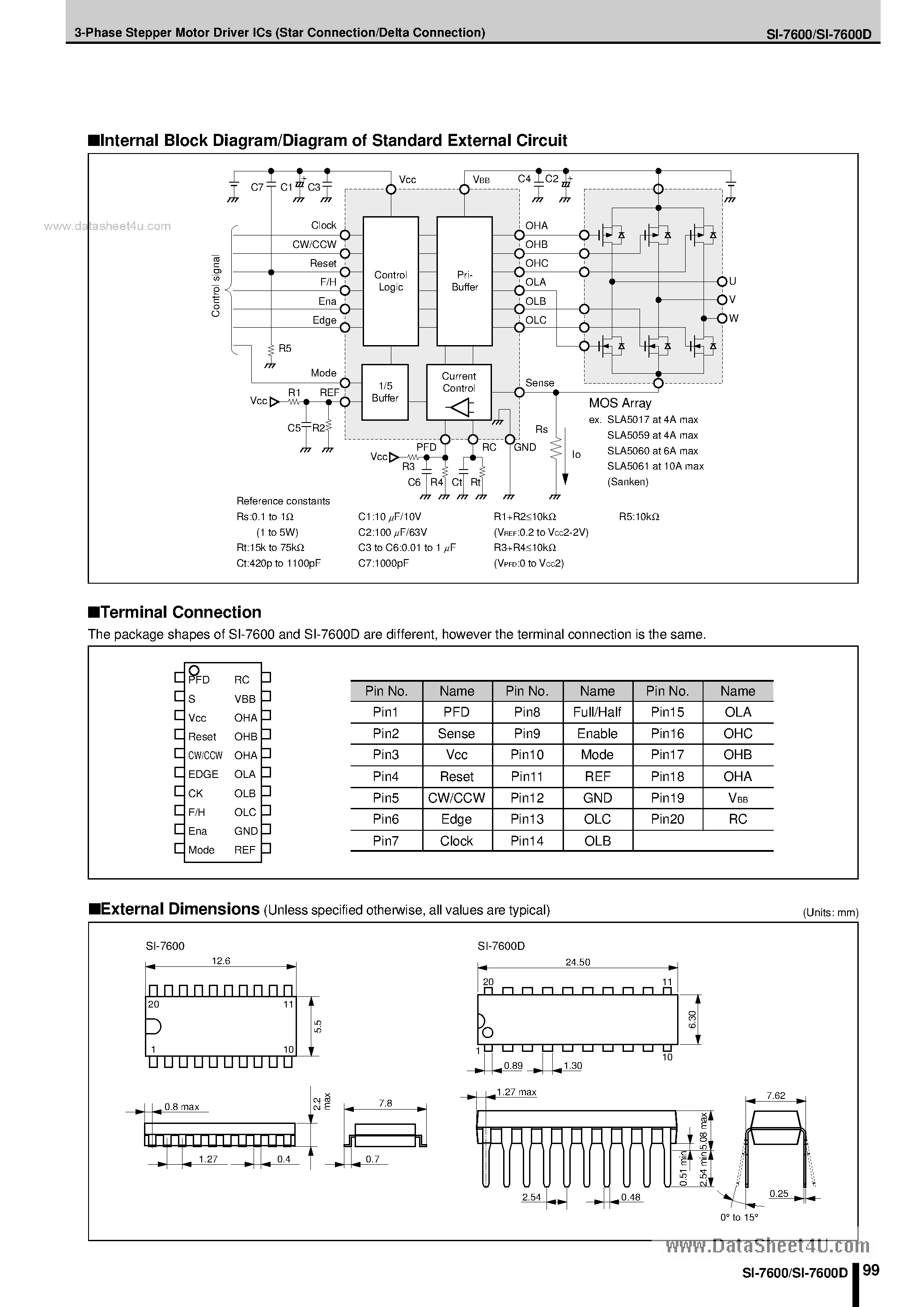 Даташит SI7600 - 3-Phase Stepper Motor Driver ICs страница 2