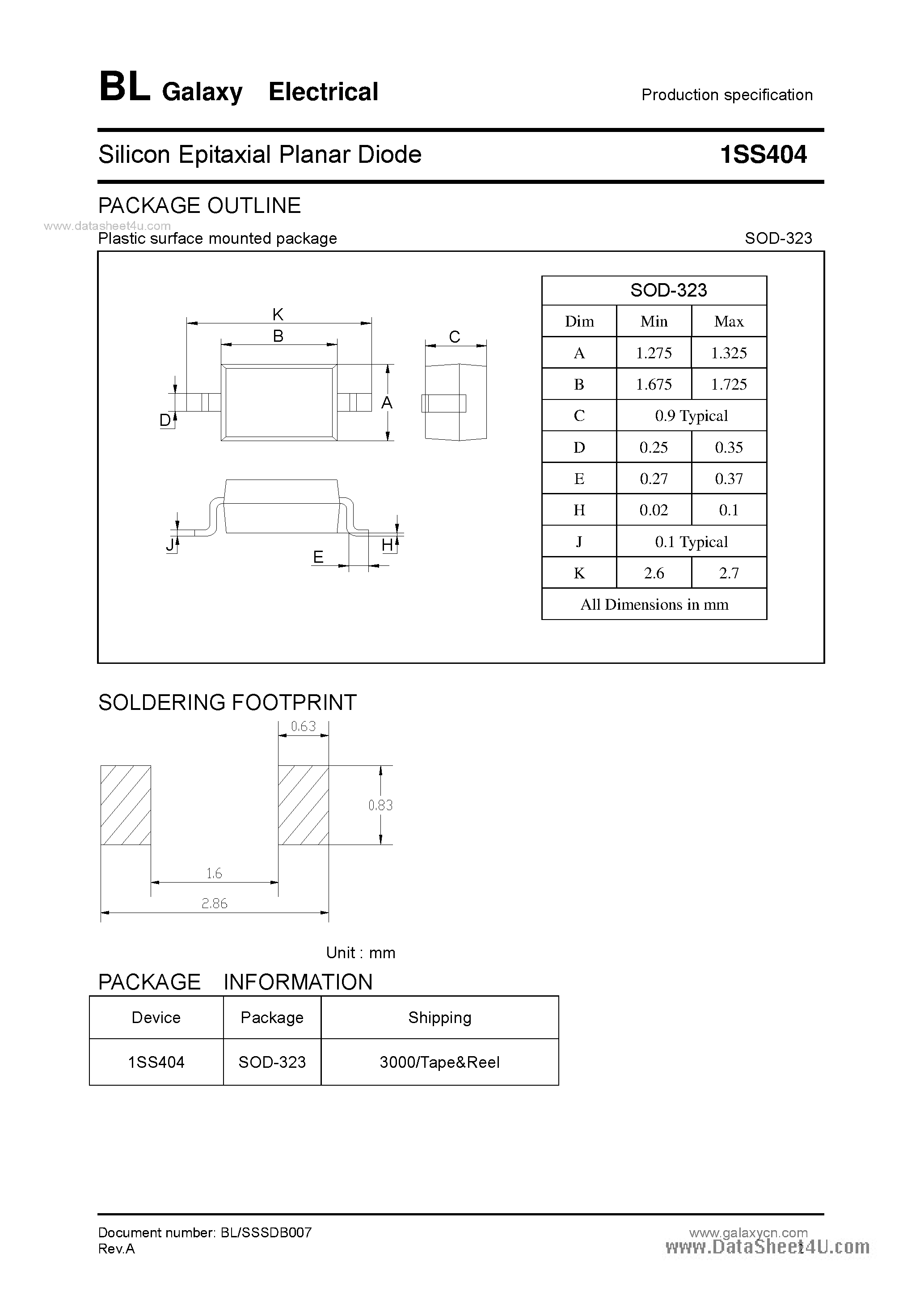 Datasheet 1SS404 - Silicon Epitaxial Planar Diode page 2
