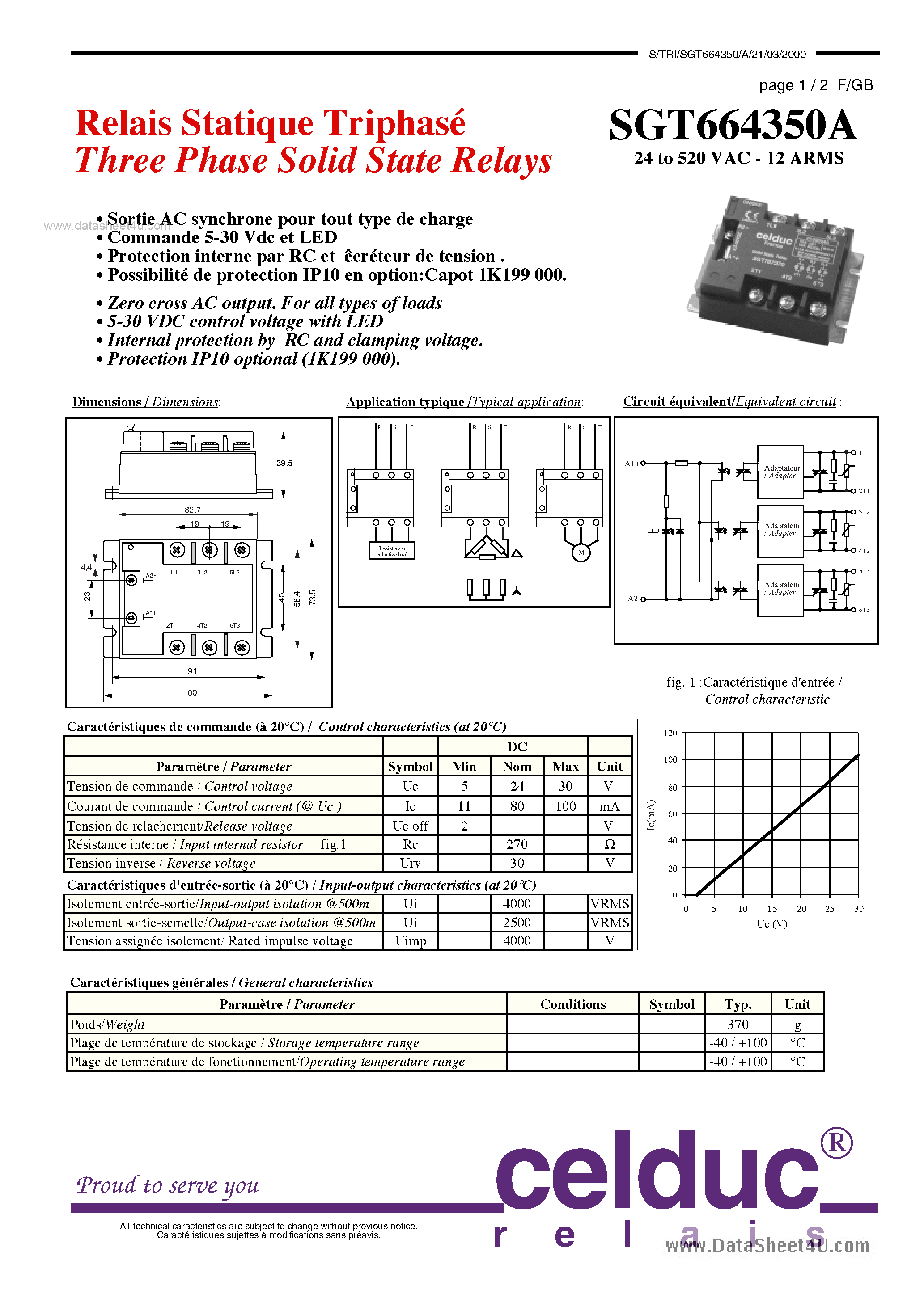 Даташит SGT664350A - Three Phase Solid State Relays страница 1