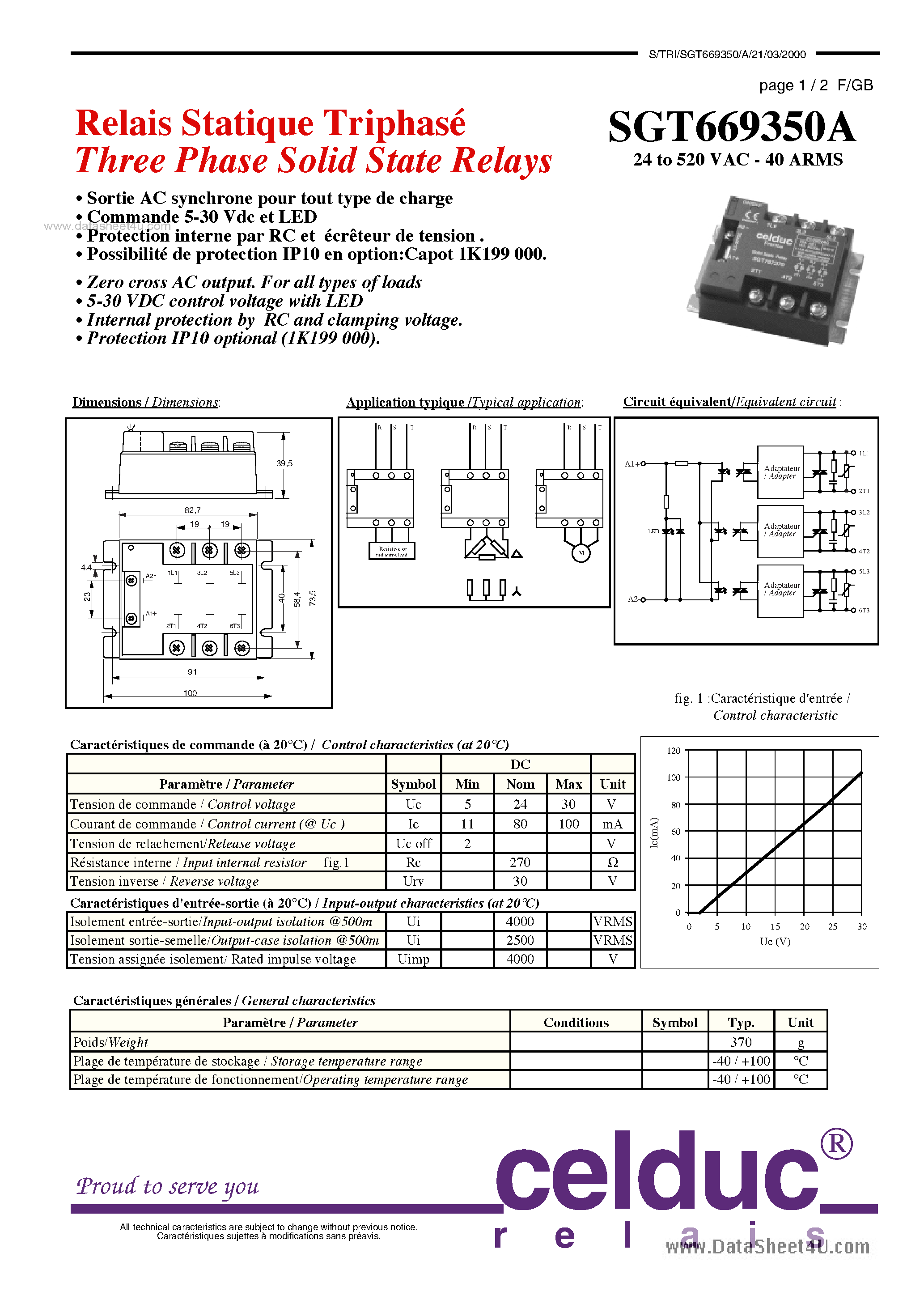 Даташит SGT669350A - Three Phase Solid State Relays страница 1