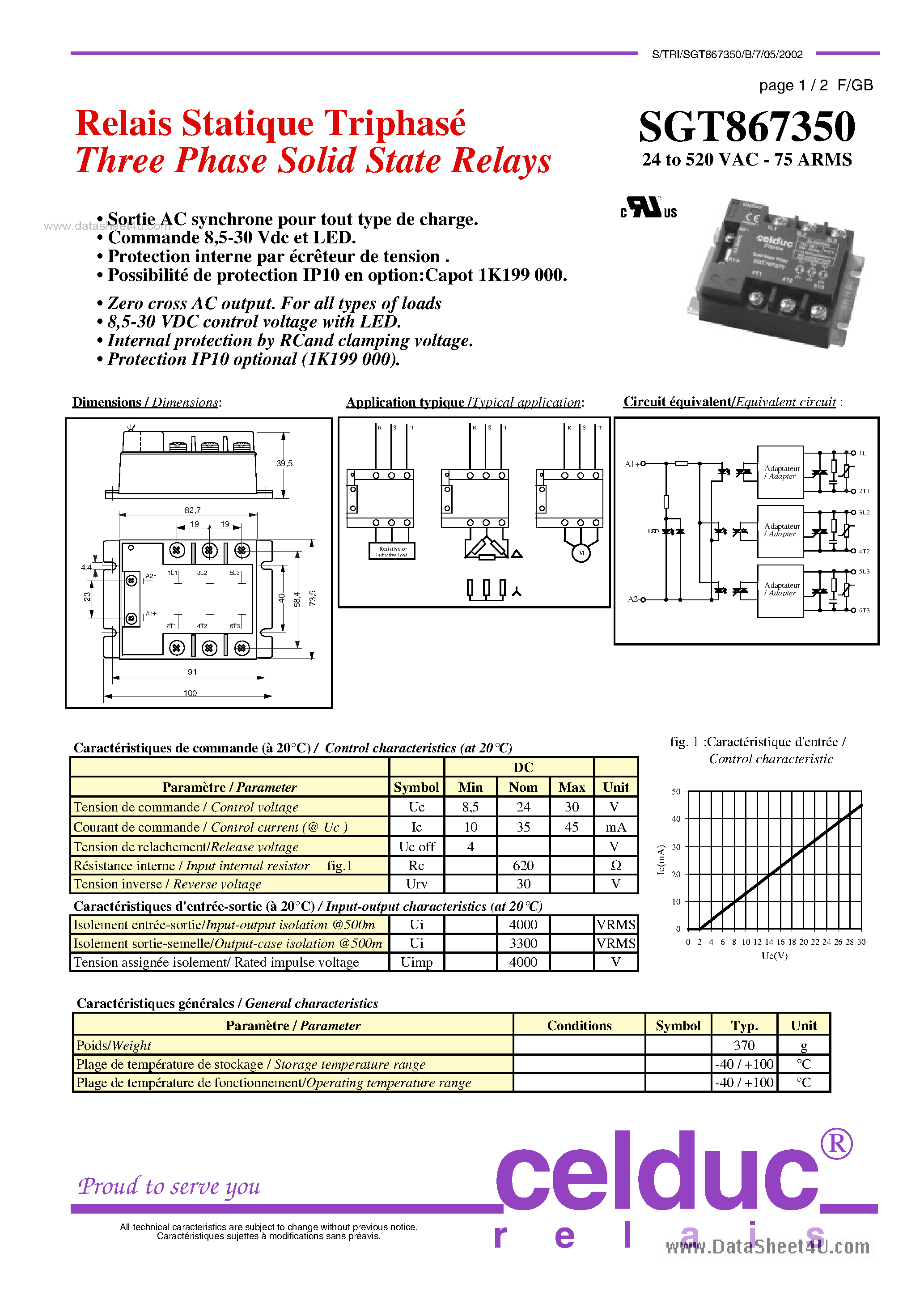 Даташит SGT867350 - Three Phase Solid State Relays страница 1