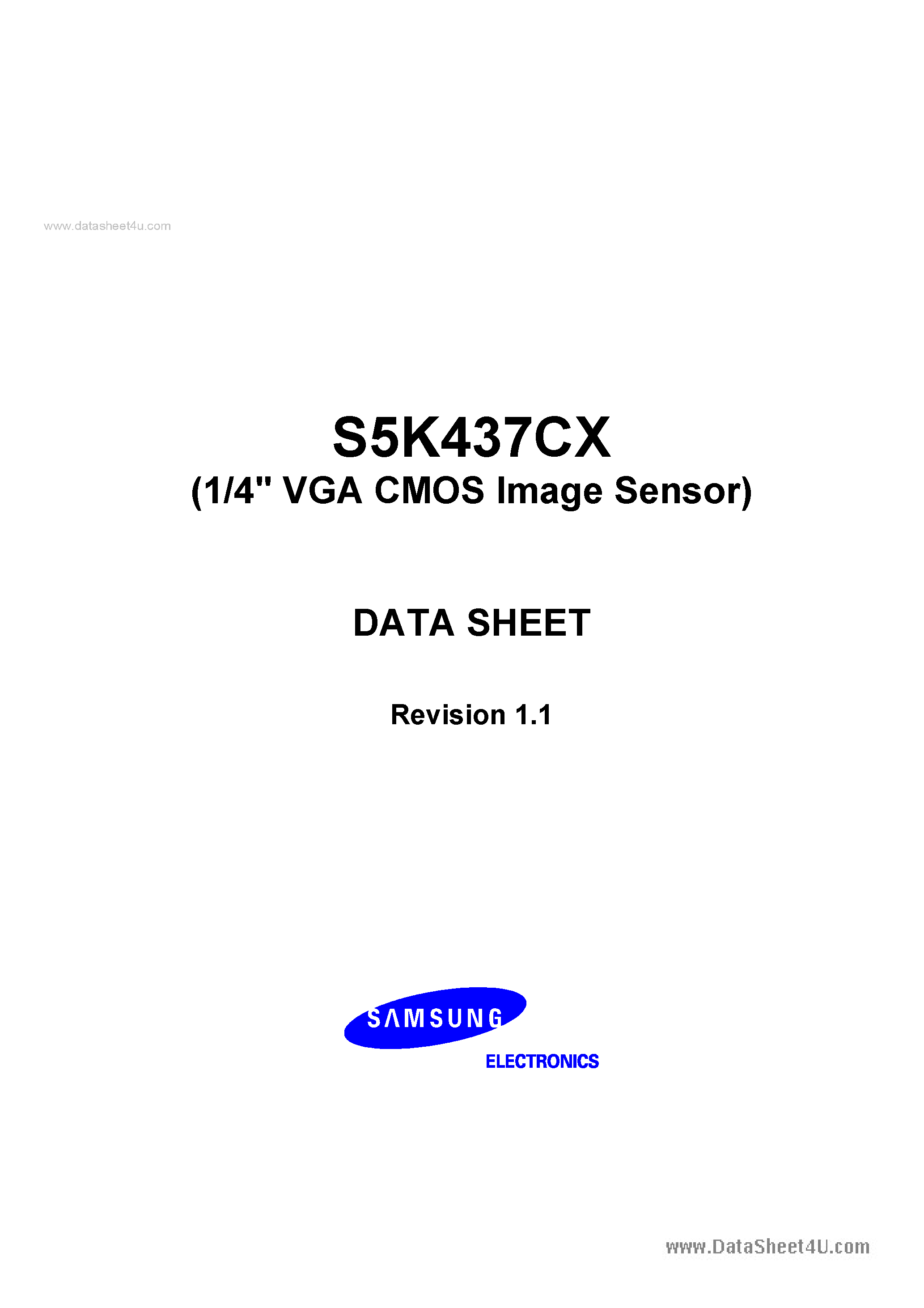 Datasheet S5K437Cx - 1/4 Optical Size 640x480 (VGA) 2.8V CMOS Image Sensor page 1