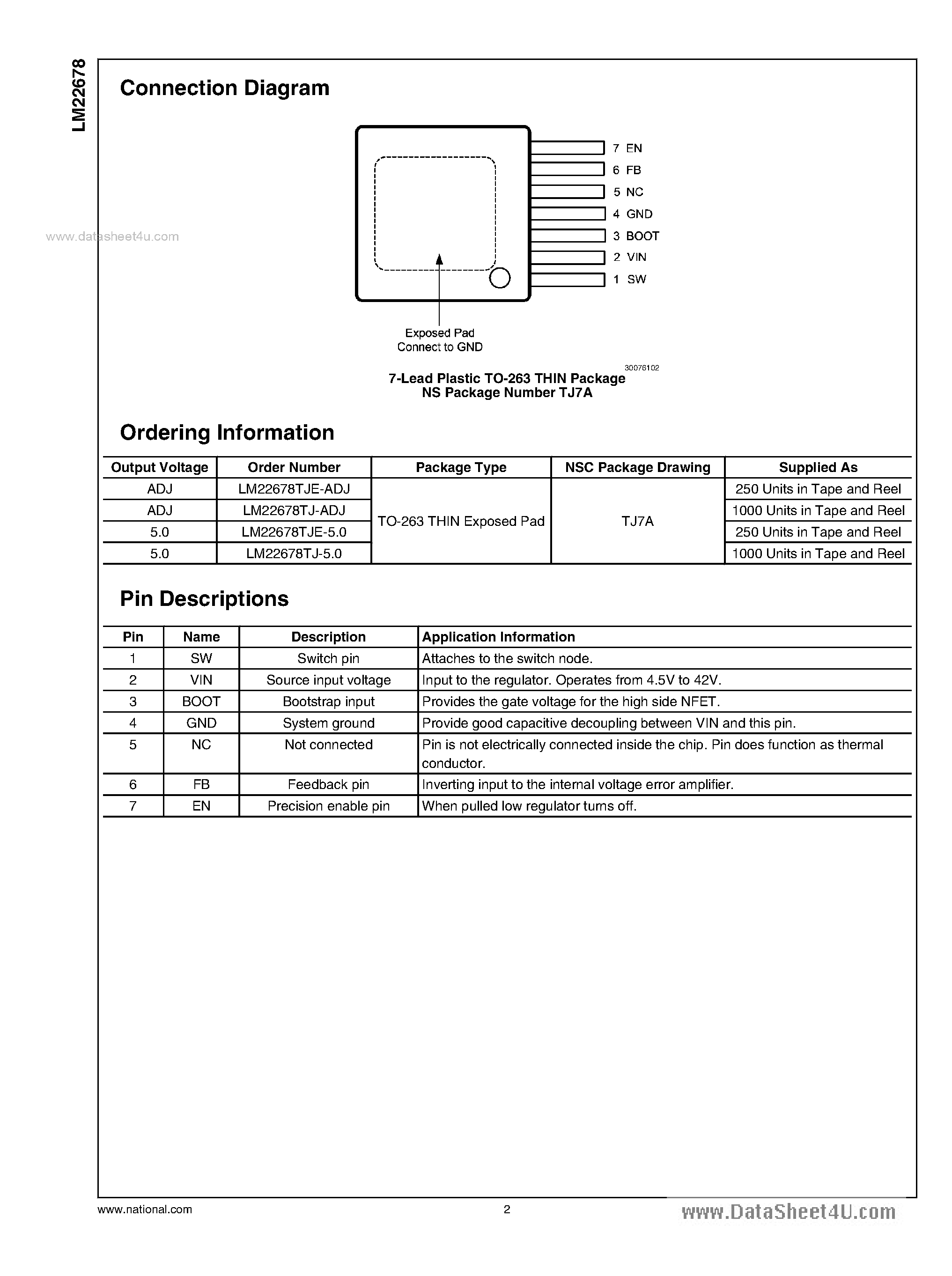 Даташит LM22678 - Step-Down Voltage Regulator страница 2