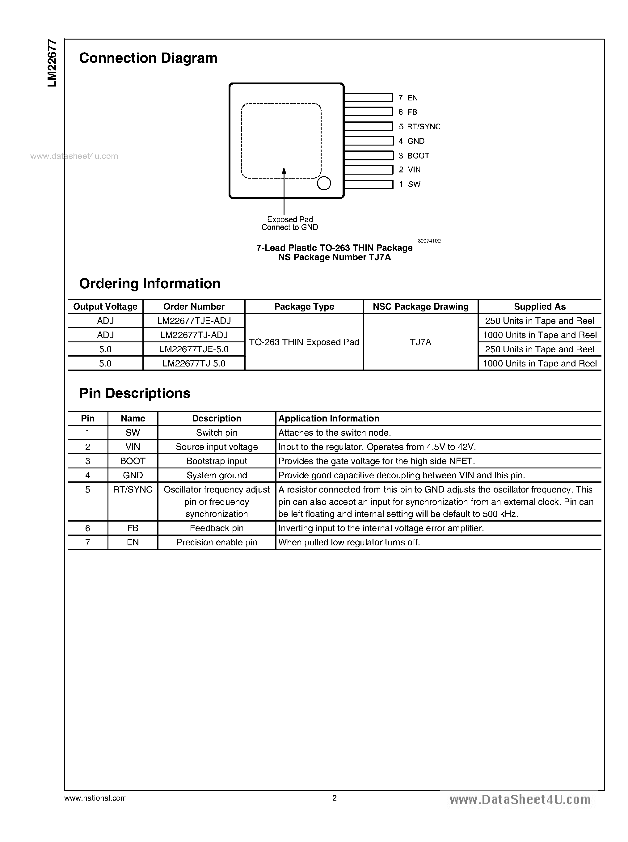 Даташит LM22677 - Step-Down Voltage Regulator страница 2