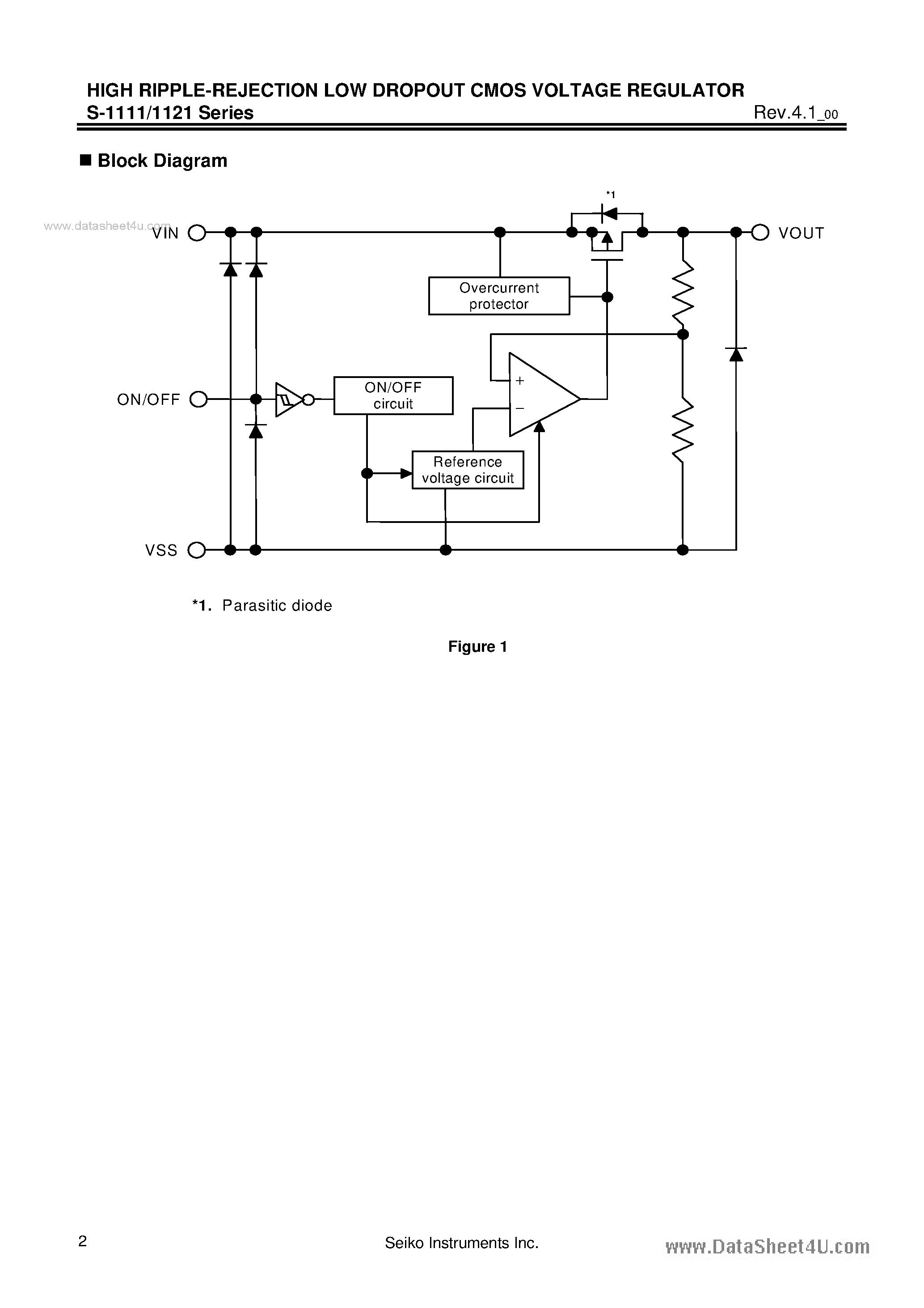Даташит S-1111 - (S-1111 / S-1121) HIGH RIPPLE-REJECTION LOW DROPOUT страница 2