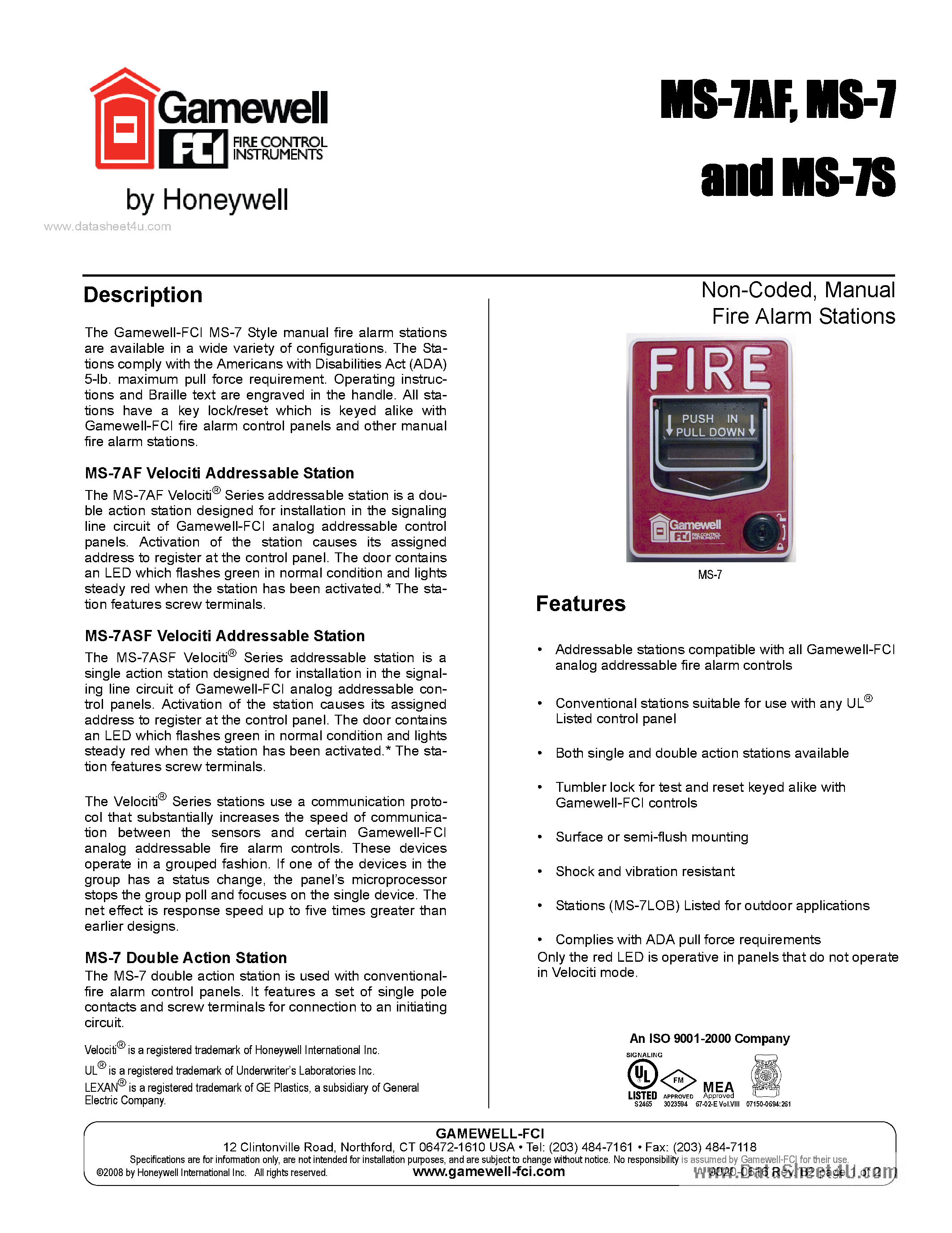 Даташит на микросхему MS-7 страница 1 Даташит MS-7 - Double action station страница 1