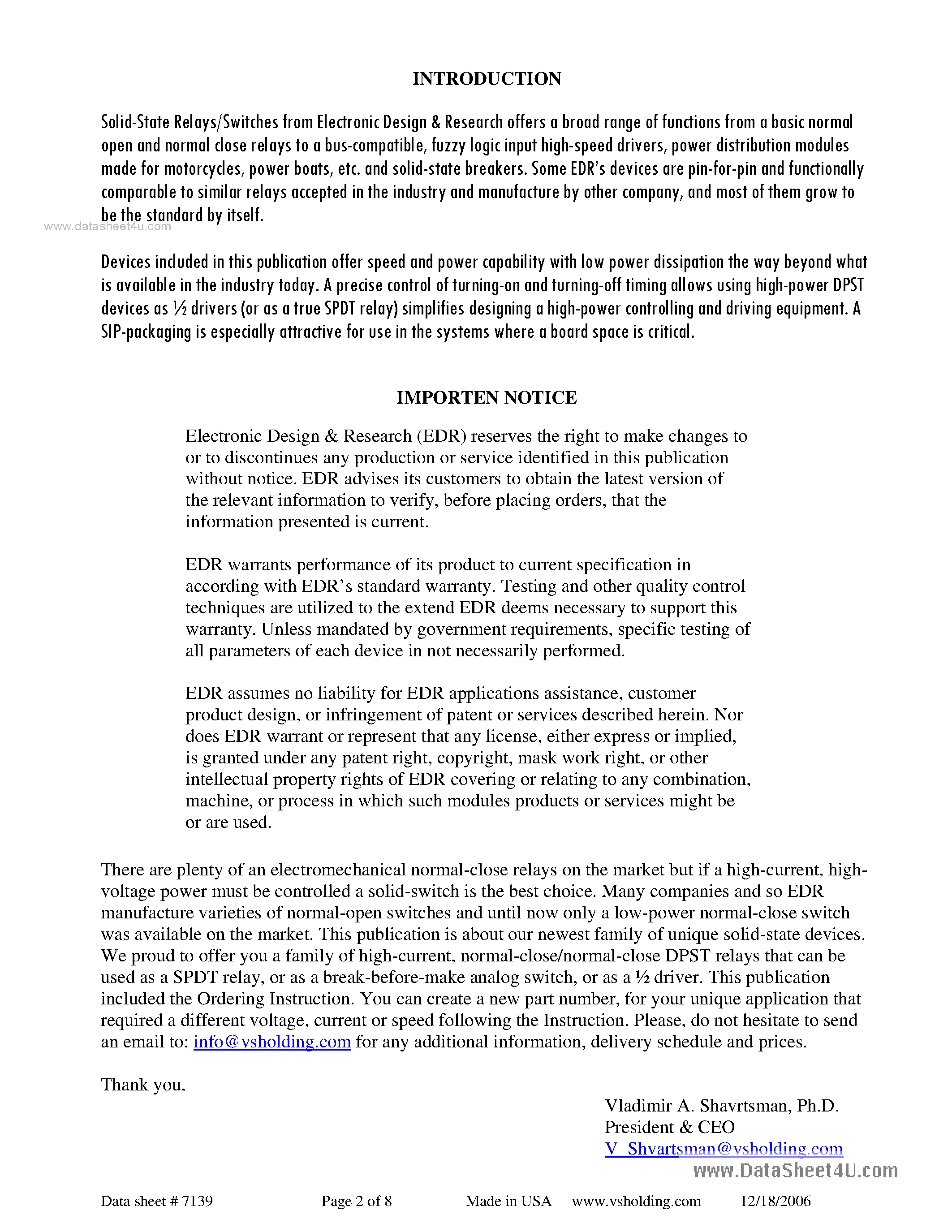 Datasheet H6N200A2/24/C page 2 Datasheet H6N200A2/24/C - Solid State Relay page 2