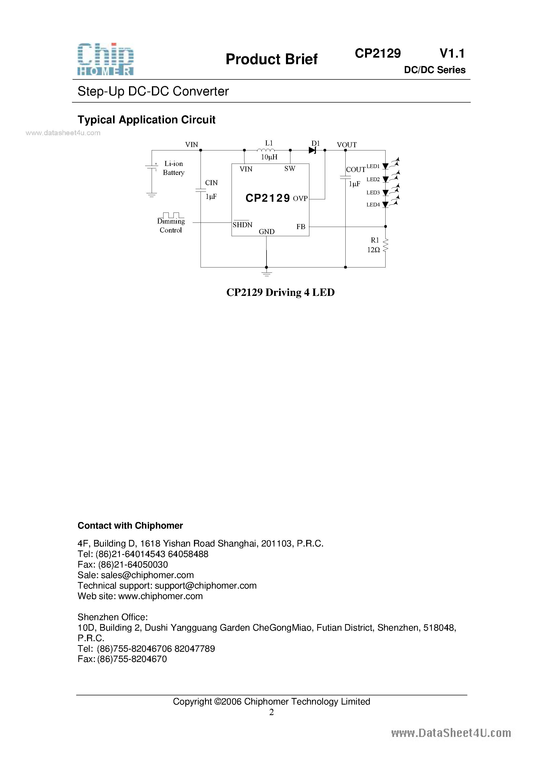 Даташит на микросхему CP2129 страница 2 Даташит CP2129 - White LED Step-up Converter страница 2