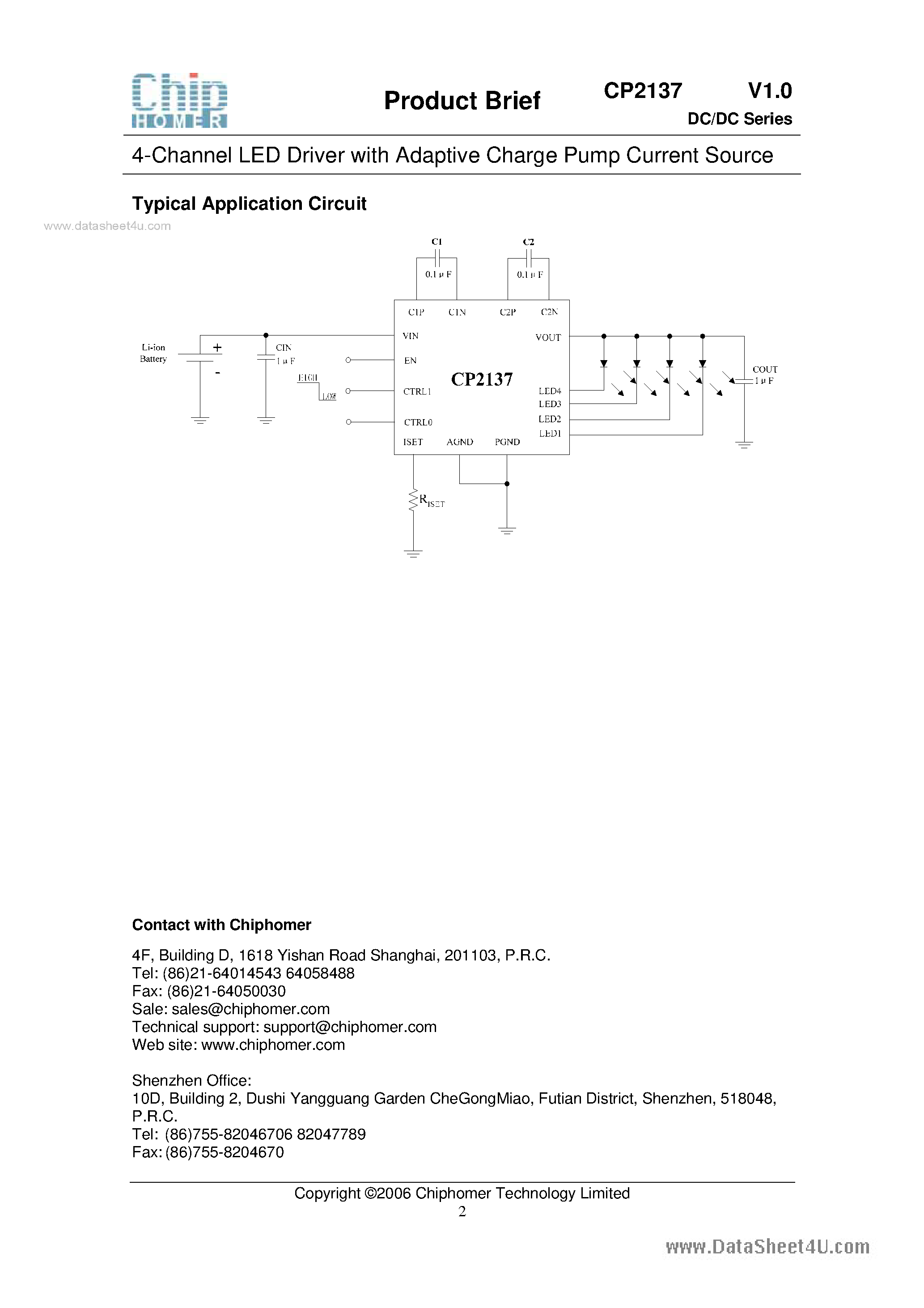 Datasheet CP2137 - 4-Channel LED Driver page 2