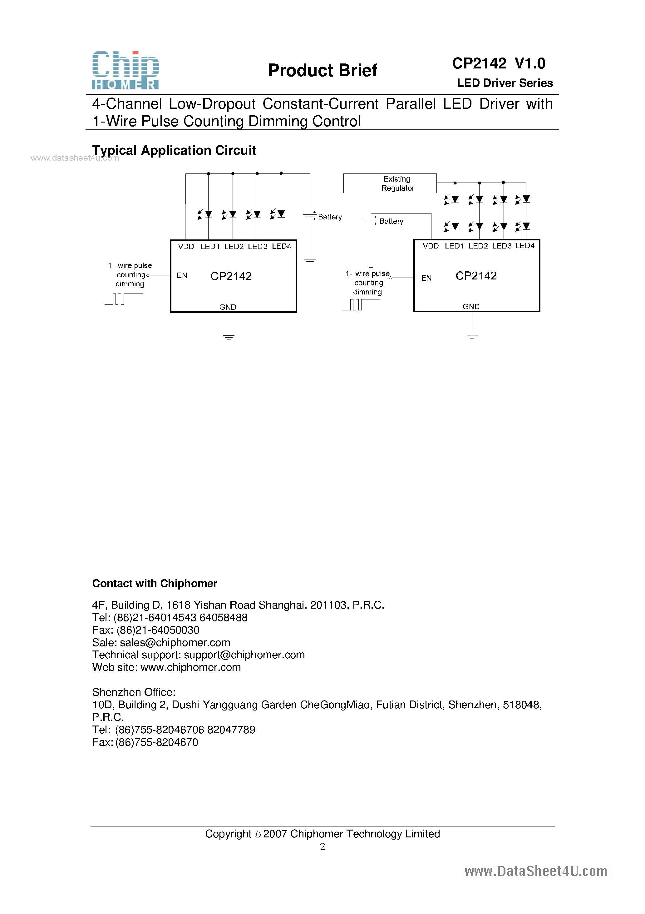 Datasheet CP2142 - 4-Channel Low-Dropout Constant-Current Parallel LED Driver page 2