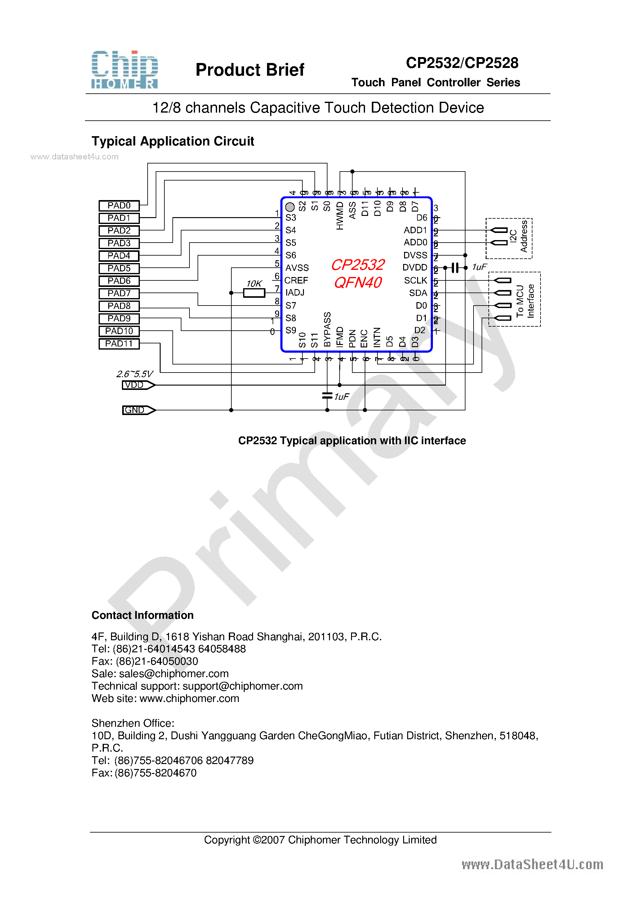 Даташит на микросхему CP2528 страница 2 Даташит CP2528 - (CP2528 / CP2532) 8 channels Capacitive Touch Detection Device страница 2