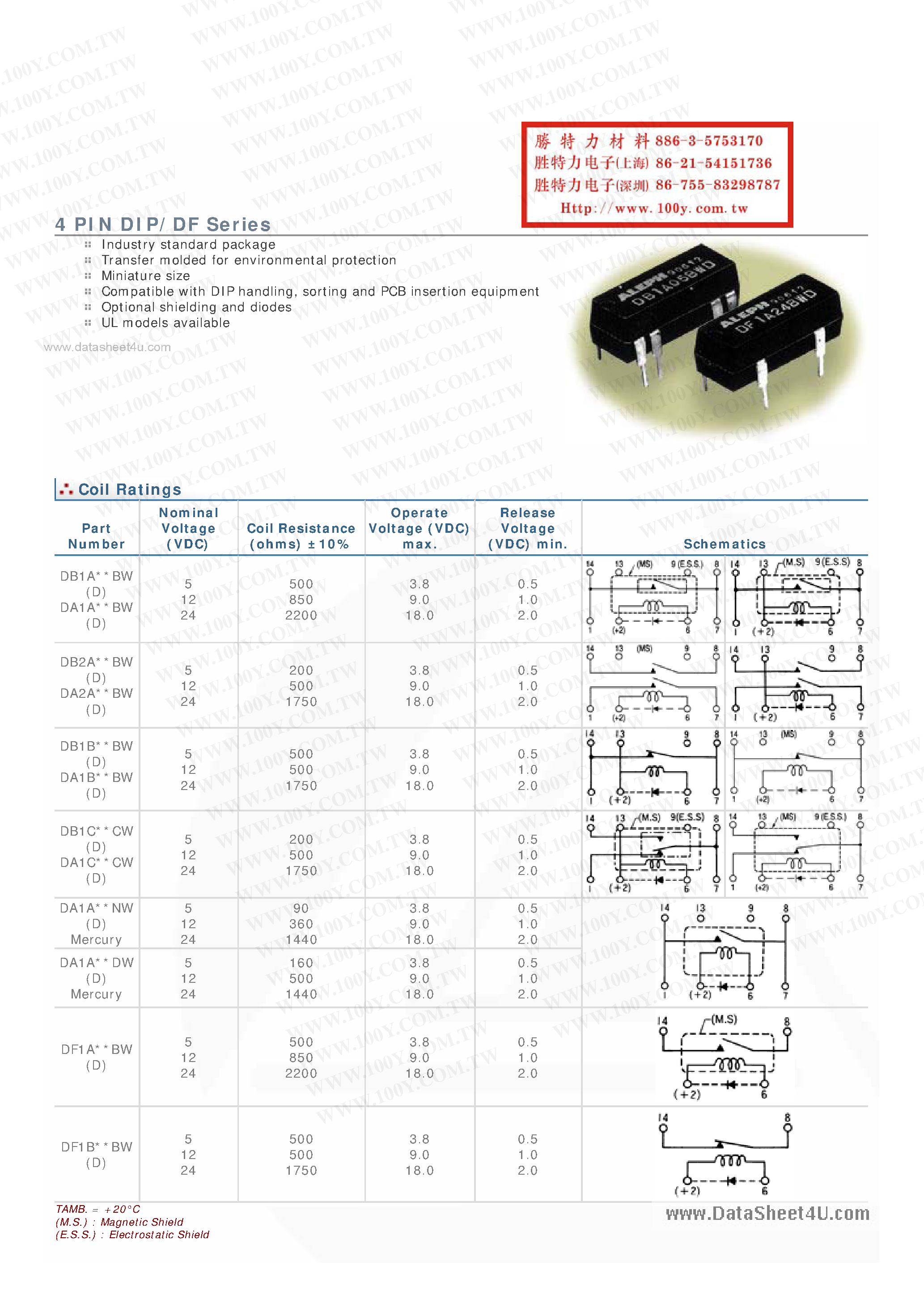 Datasheet DA1A05BW - 4 Pin DIP/DF page 1
