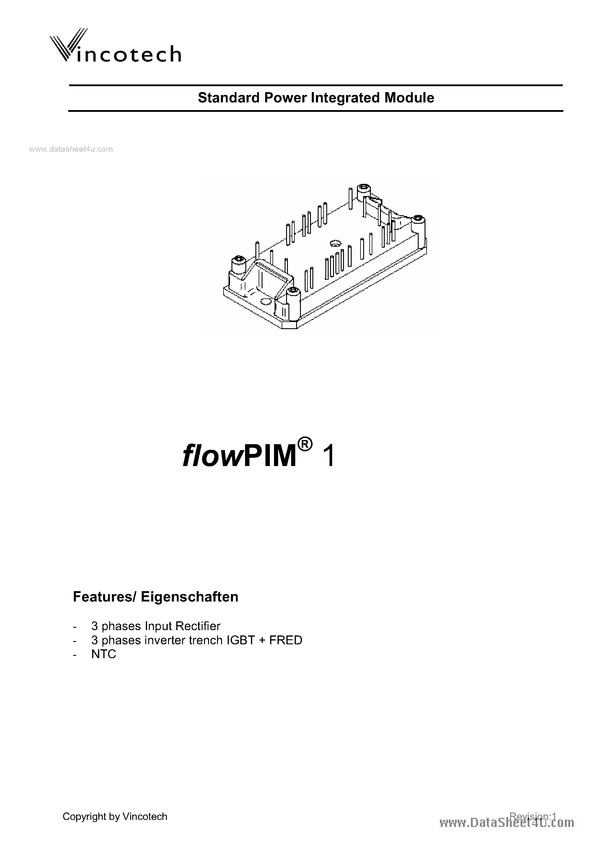 Datasheet V23990-P487-A-PM page 1 Datasheet V23990-P487-A-PM - Standard Power Integrated Module page 1