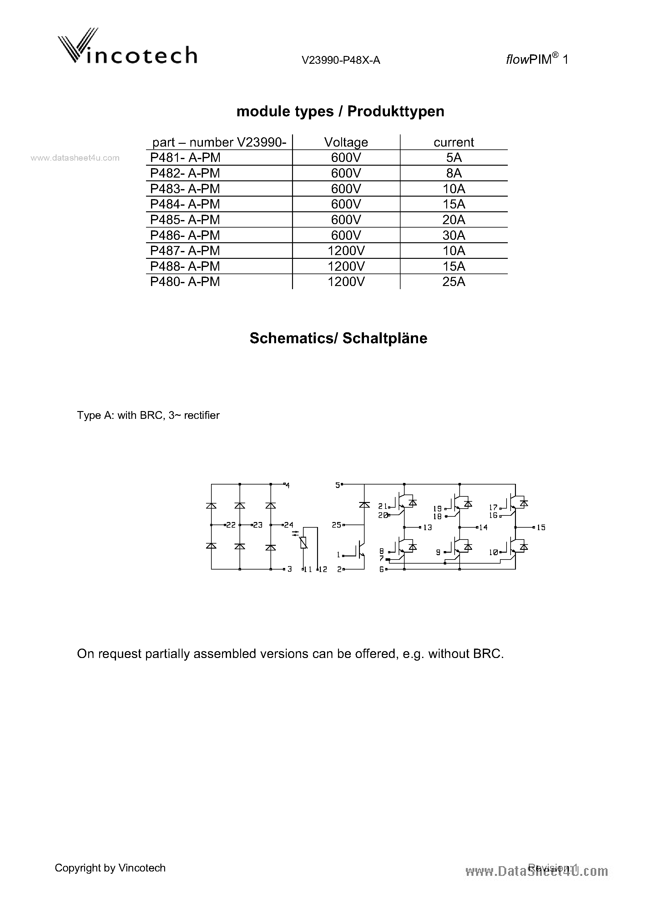 Datasheet V23990-P487-A-PM page 2 Datasheet V23990-P487-A-PM - Standard Power Integrated Module page 2
