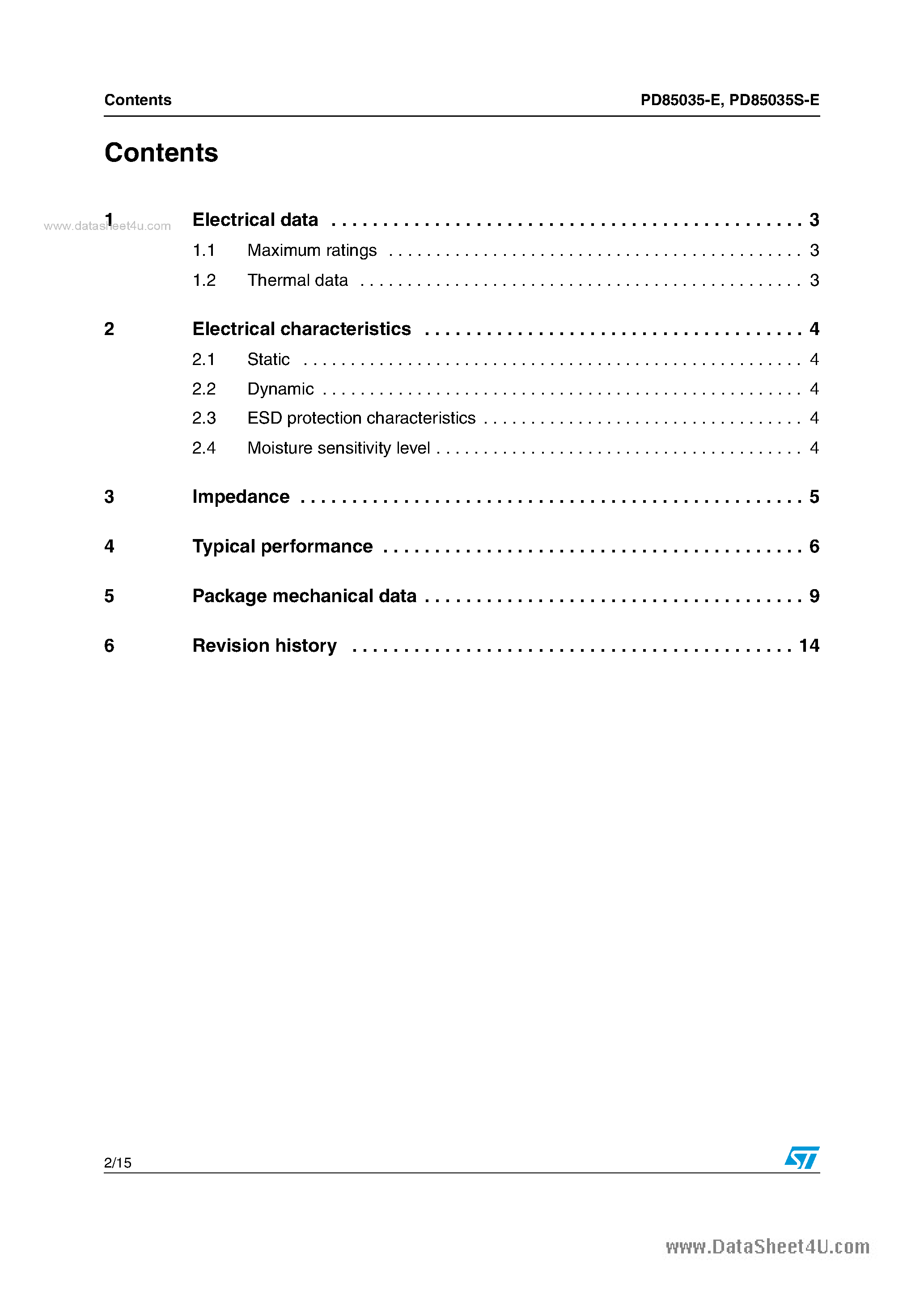 Datasheet PD85035-E - RF POWER transistor page 2