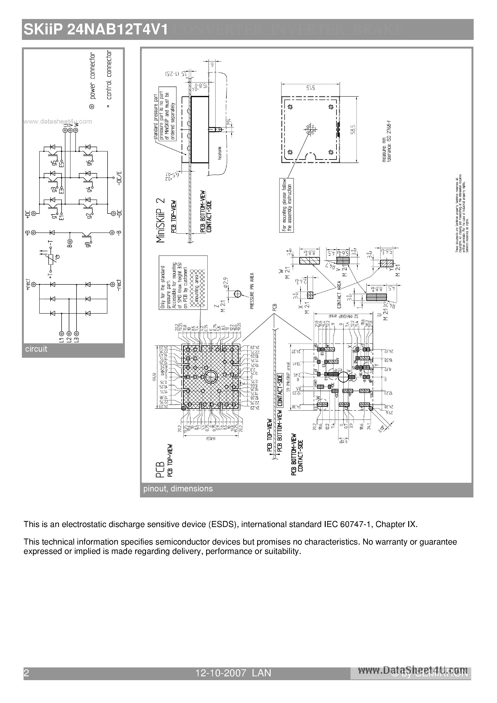 Datasheet SKIIP24NAB12T4V1 - 3-phase bridge rectifier brake chopper 3-phase bridge inverter page 2