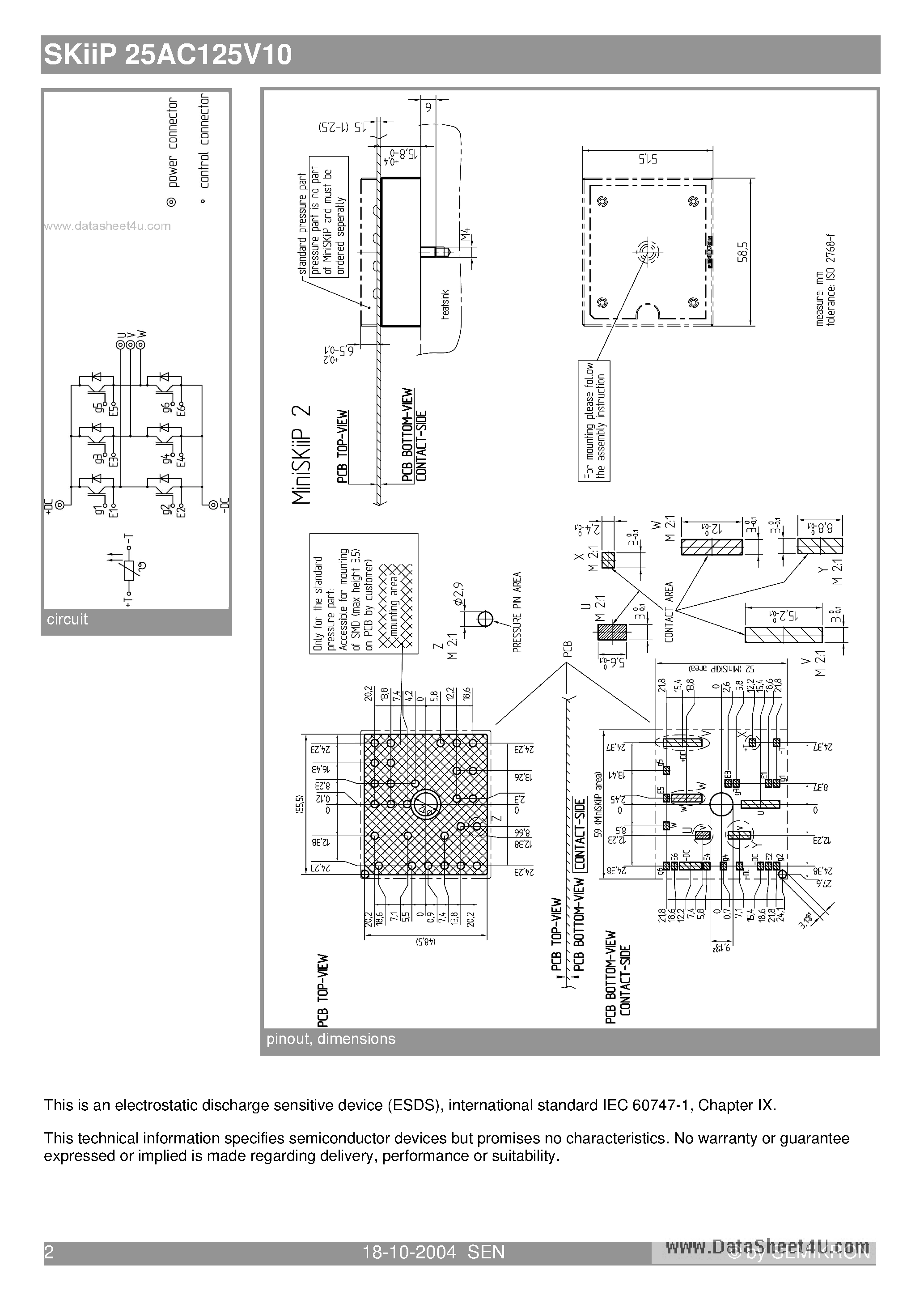 Datasheet SKIIP25AC125V10 page 2 Datasheet SKIIP25AC125V10 - 3-phase bridge inverter page 2
