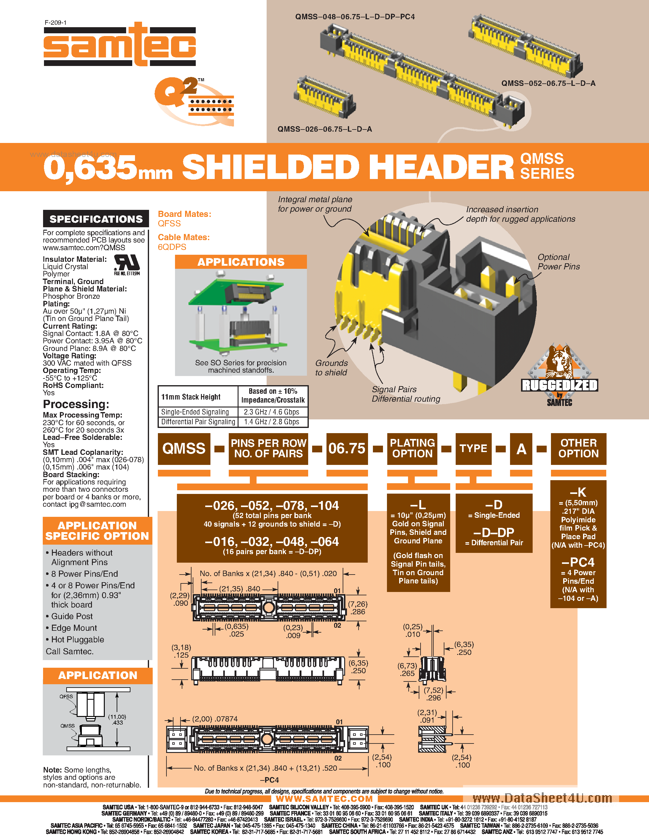 Datasheet QMSS-016-xx-L-Dx-A-x page 1 Datasheet QMSS-016-xx-L-Dx-A-x - Shielded Header page 1