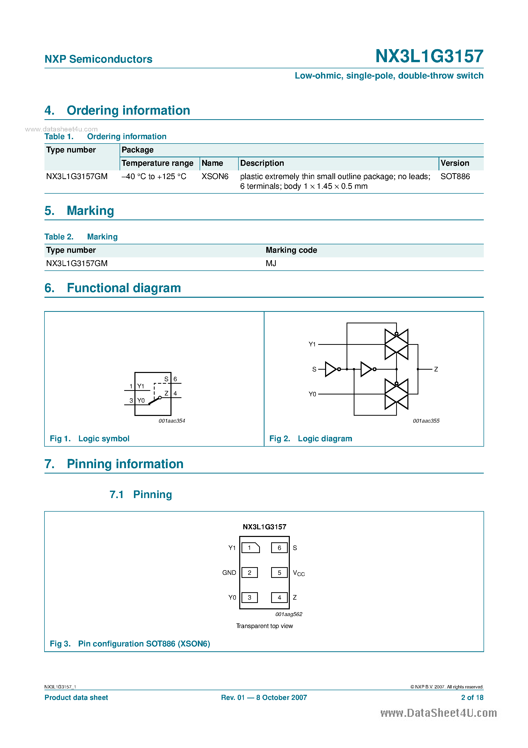 Datasheet NX3L1G3157 - double-throw switch page 2